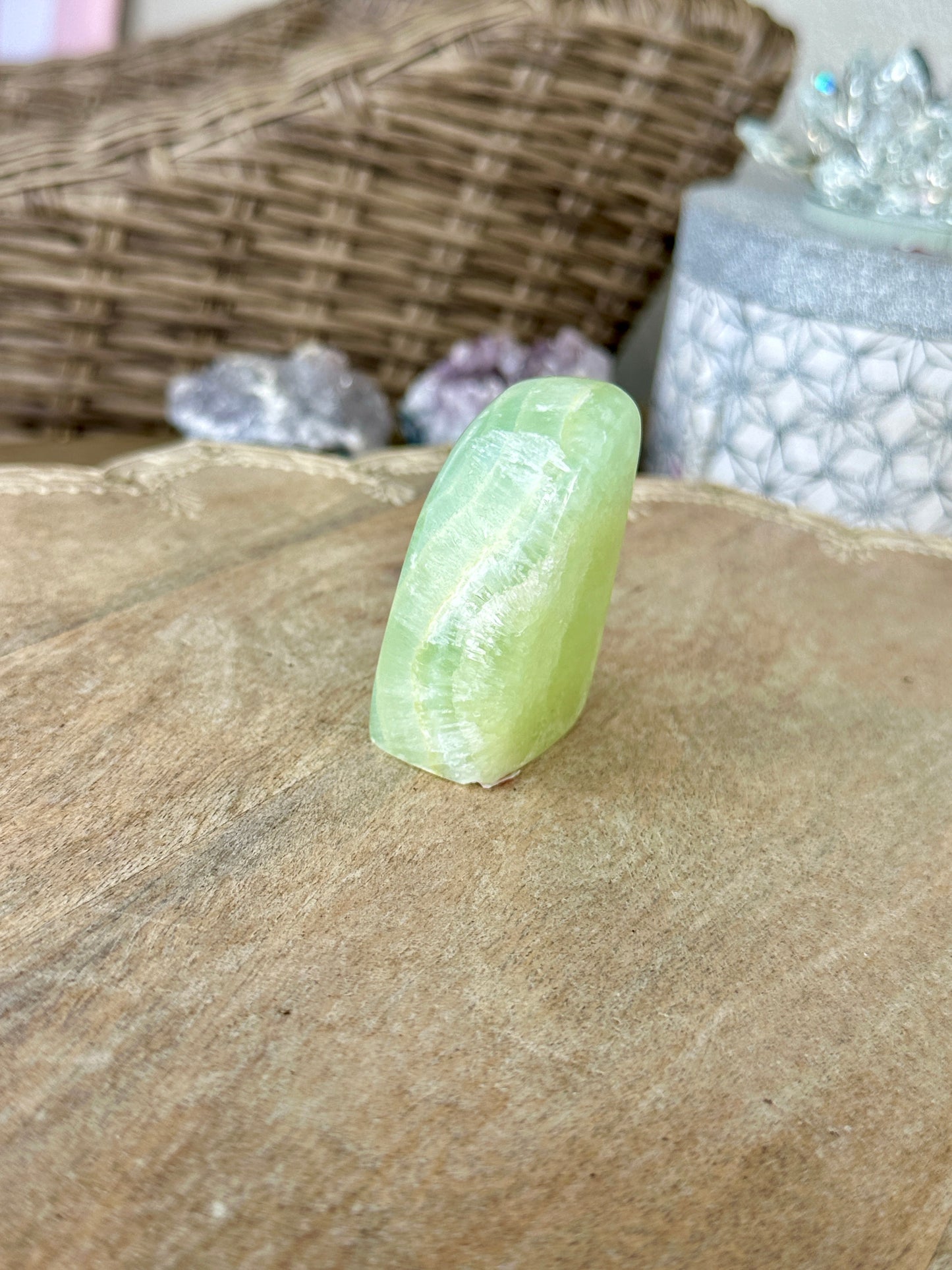 Unique Pistachio Calcite Freeform - Enhance Your Space with Natural Healing Energy, Ideal for Meditation and Home Decor