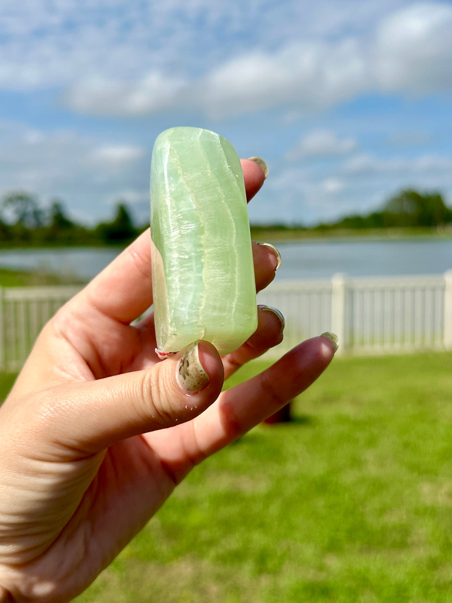 Unique Pistachio Calcite Freeform - Enhance Your Space with Natural Healing Energy, Ideal for Meditation and Home Decor