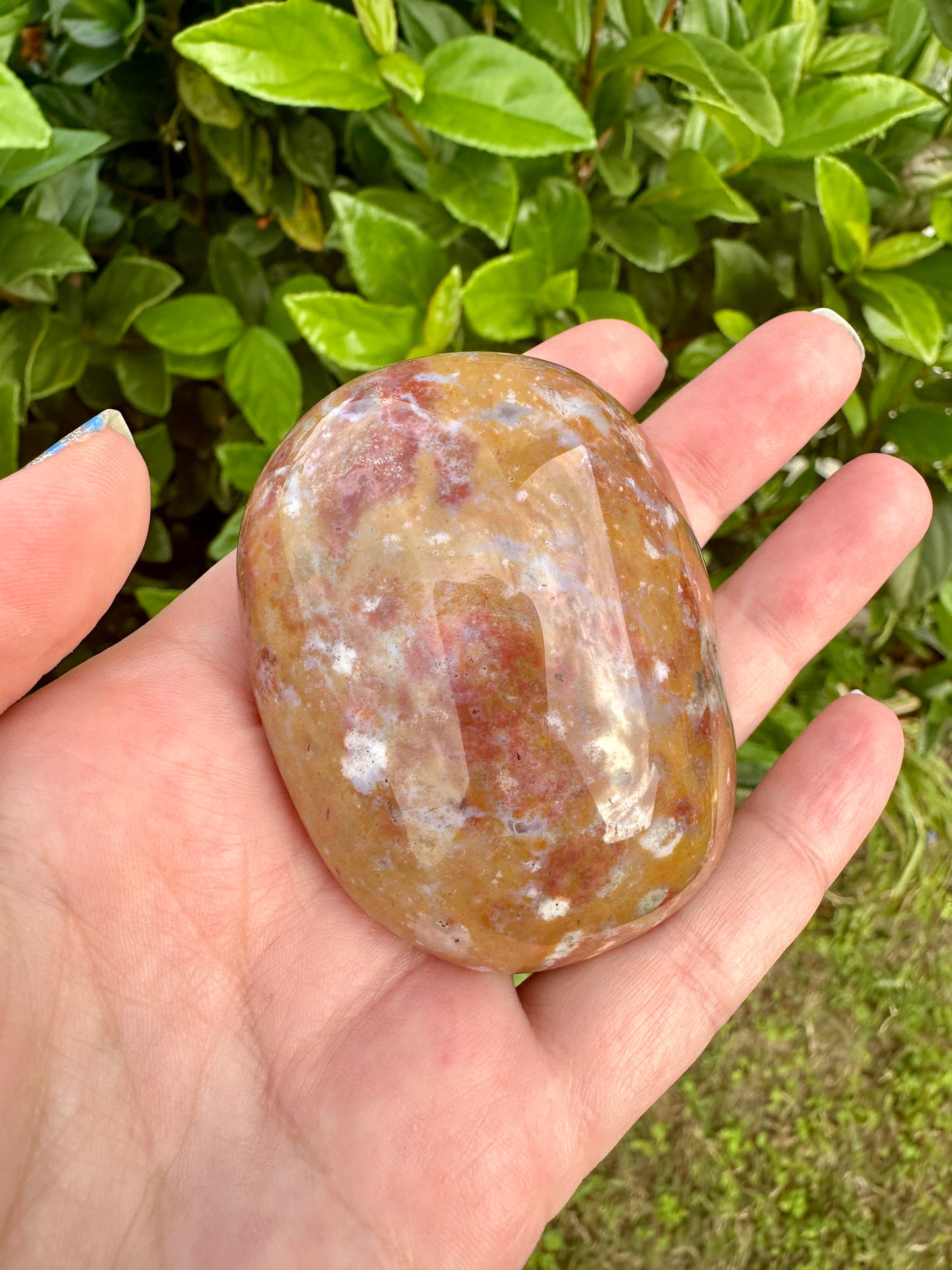 Ocean Jasper Palm Stone for Meditation and Healing - Soothe Your Soul with Natural Crystal Energy, Perfect for Stress Relief and Harmony