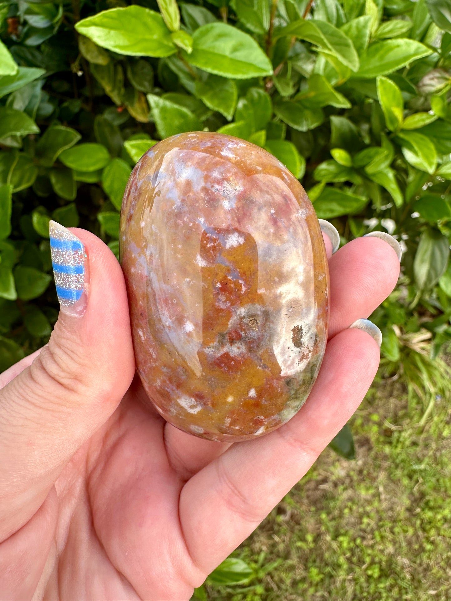 Ocean Jasper Palm Stone for Meditation and Healing - Soothe Your Soul with Natural Crystal Energy, Perfect for Stress Relief and Harmony