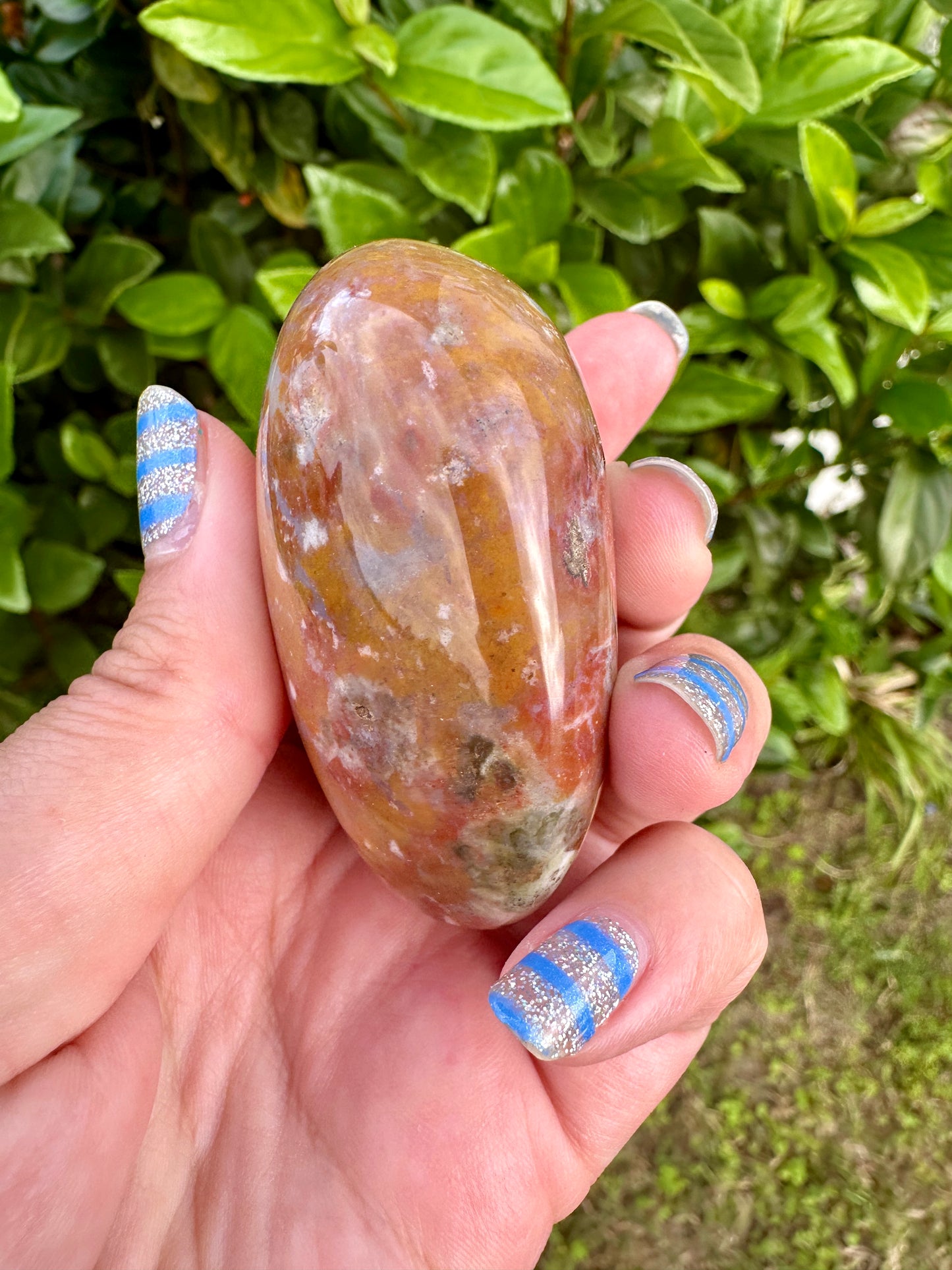Ocean Jasper Palm Stone for Meditation and Healing - Soothe Your Soul with Natural Crystal Energy, Perfect for Stress Relief and Harmony