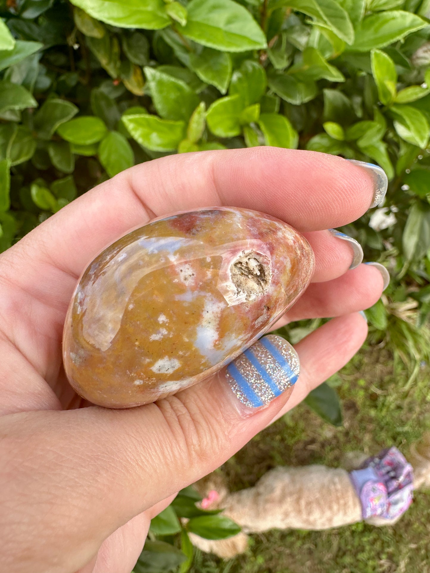 Ocean Jasper Palm Stone for Meditation and Healing - Soothe Your Soul with Natural Crystal Energy, Perfect for Stress Relief and Harmony