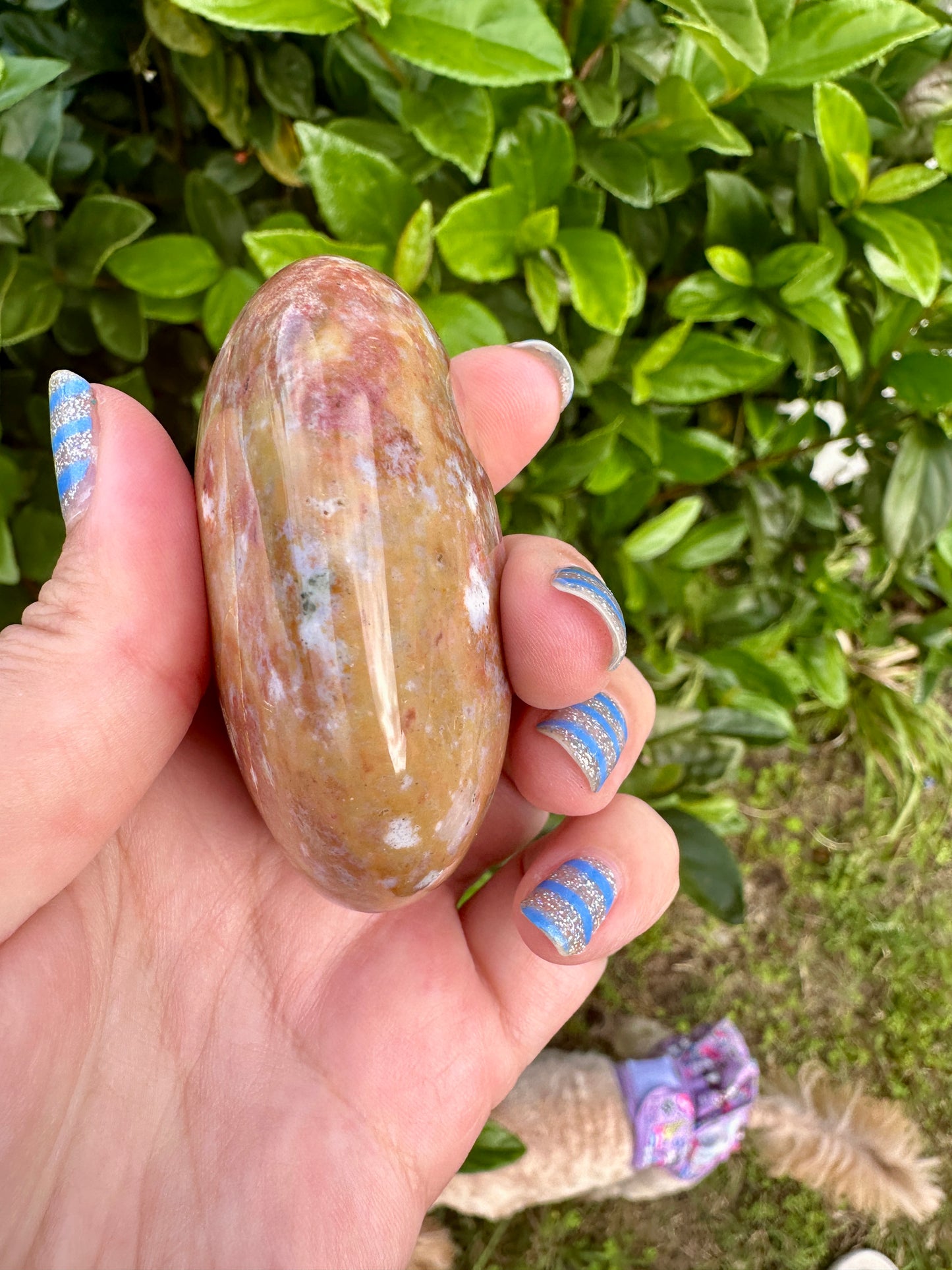 Ocean Jasper Palm Stone for Meditation and Healing - Soothe Your Soul with Natural Crystal Energy, Perfect for Stress Relief and Harmony