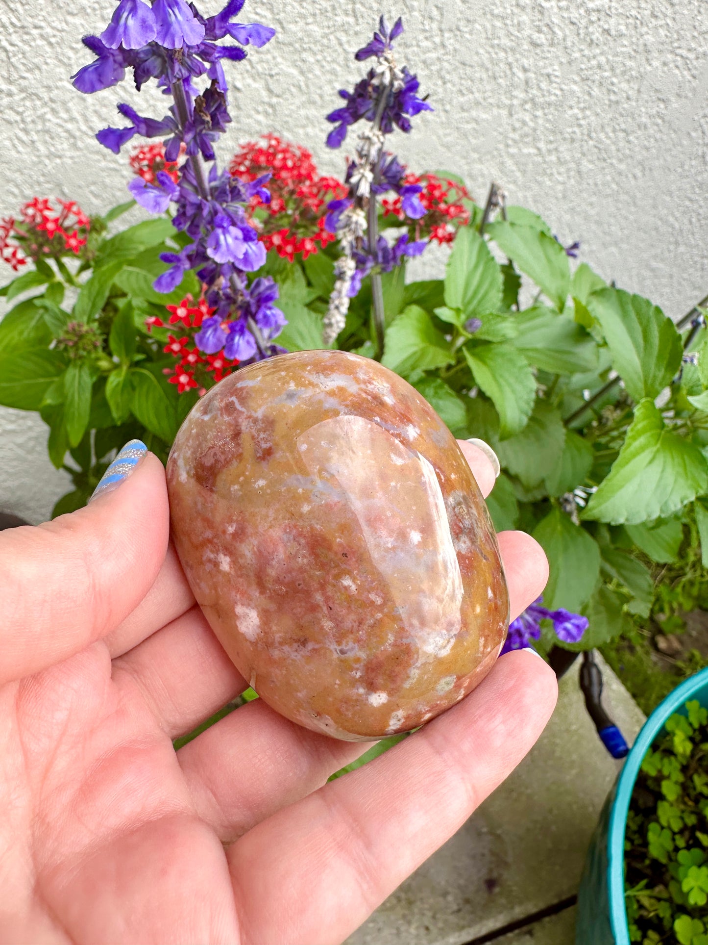 Ocean Jasper Palm Stone for Meditation and Healing - Soothe Your Soul with Natural Crystal Energy, Perfect for Stress Relief and Harmony