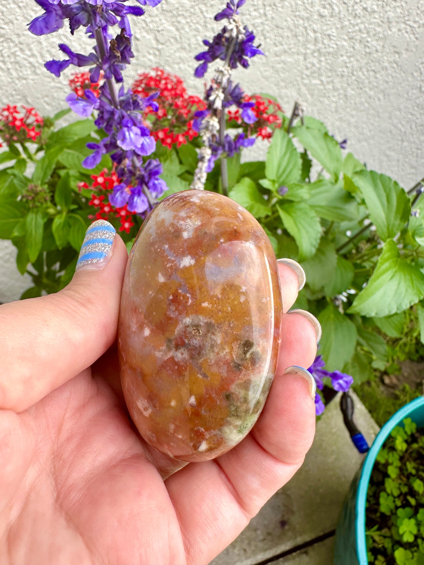 Ocean Jasper Palm Stone for Meditation and Healing - Soothe Your Soul with Natural Crystal Energy, Perfect for Stress Relief and Harmony