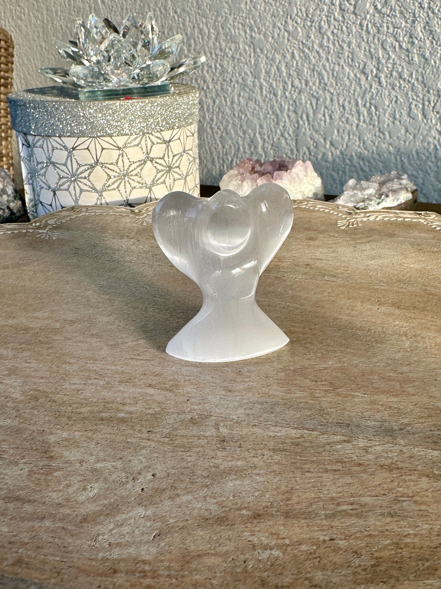 Angel Selenite Carving: Divine Handcrafted Gemstone Figurine for Spiritual Healing and Peaceful Home Decor, Ideal for Meditation Spaces