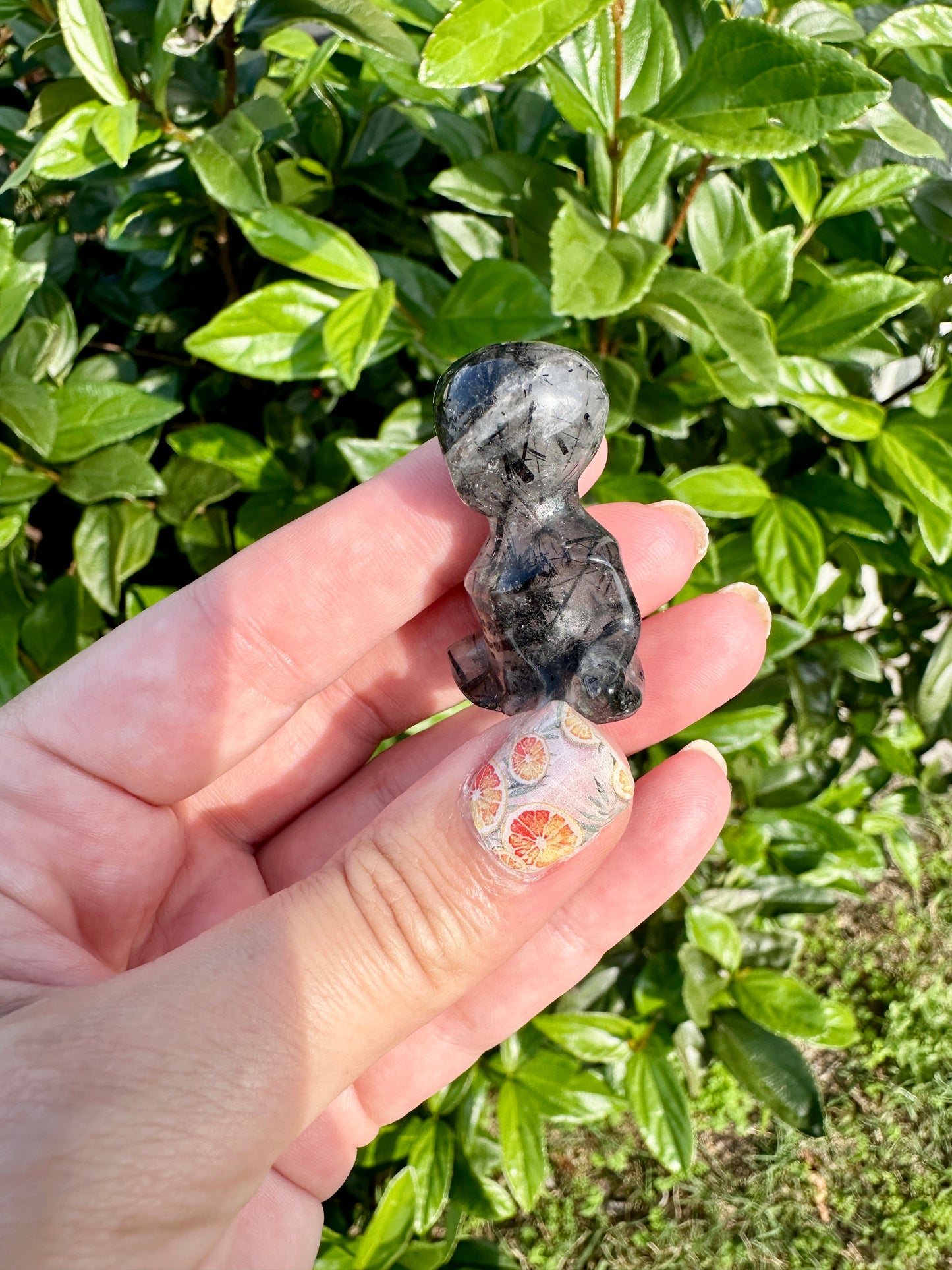 Unique Black Tourmaline in Quartz Alien Carving - A Cosmic Blend for Protection and Energy Clearing