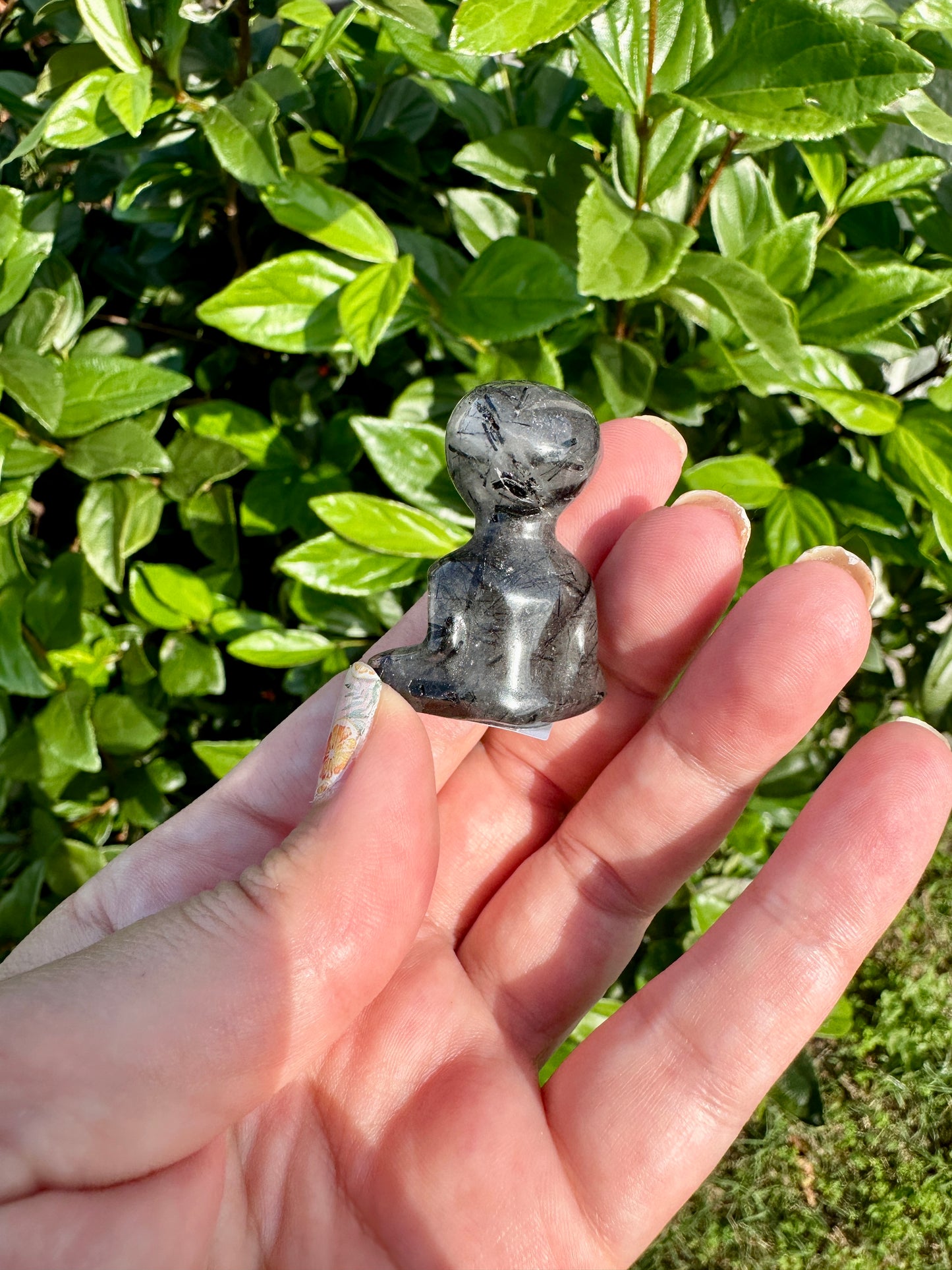 Unique Black Tourmaline in Quartz Alien Carving - A Cosmic Blend for Protection and Energy Clearing