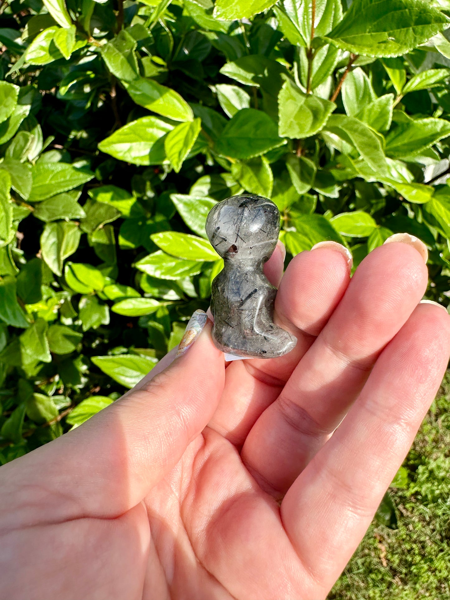 Unique Black Tourmaline in Quartz Alien Carving - A Cosmic Blend for Protection and Energy Clearing