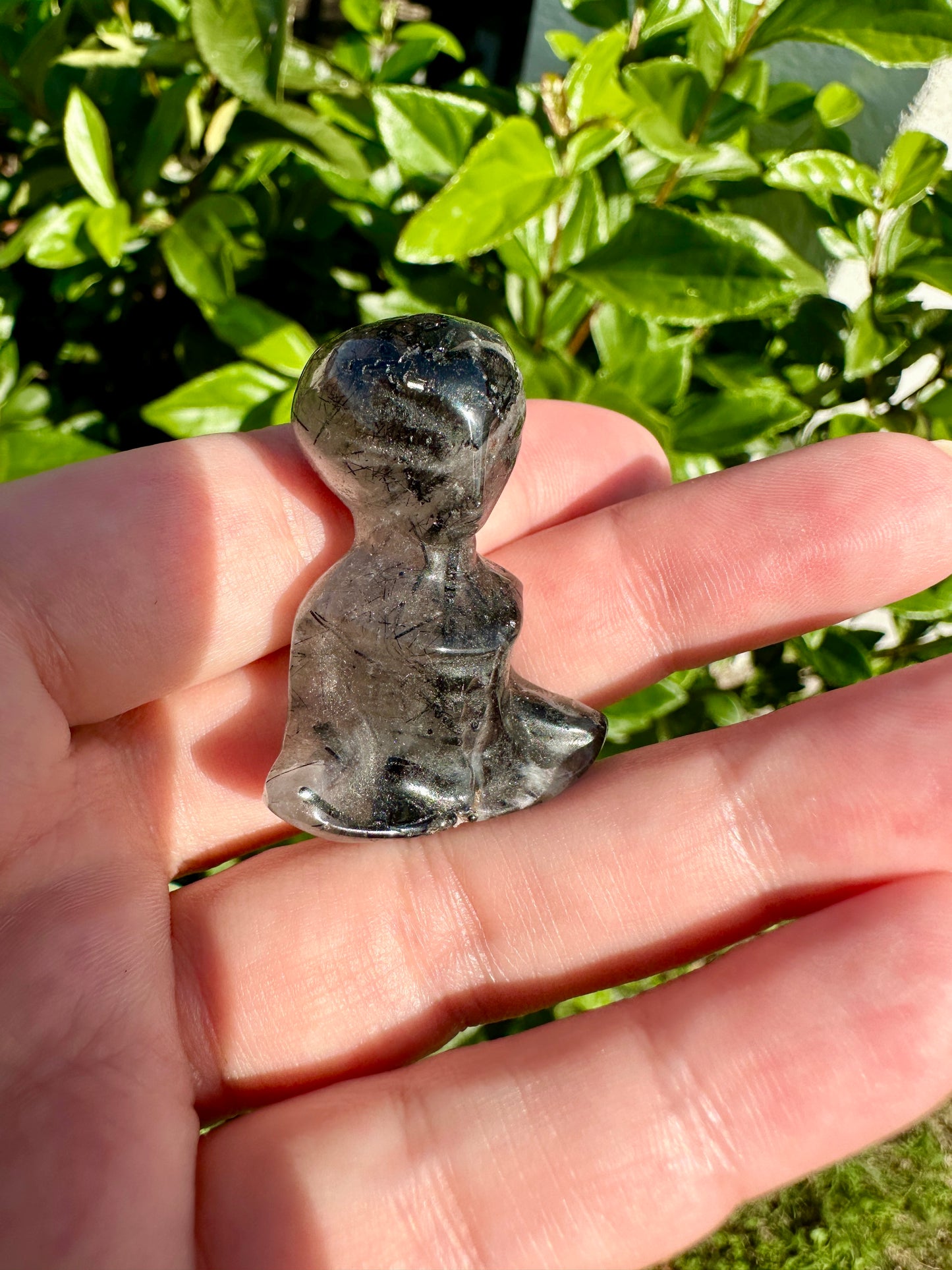 Unique Black Tourmaline in Quartz Alien Carving - A Cosmic Blend for Protection and Energy Clearing