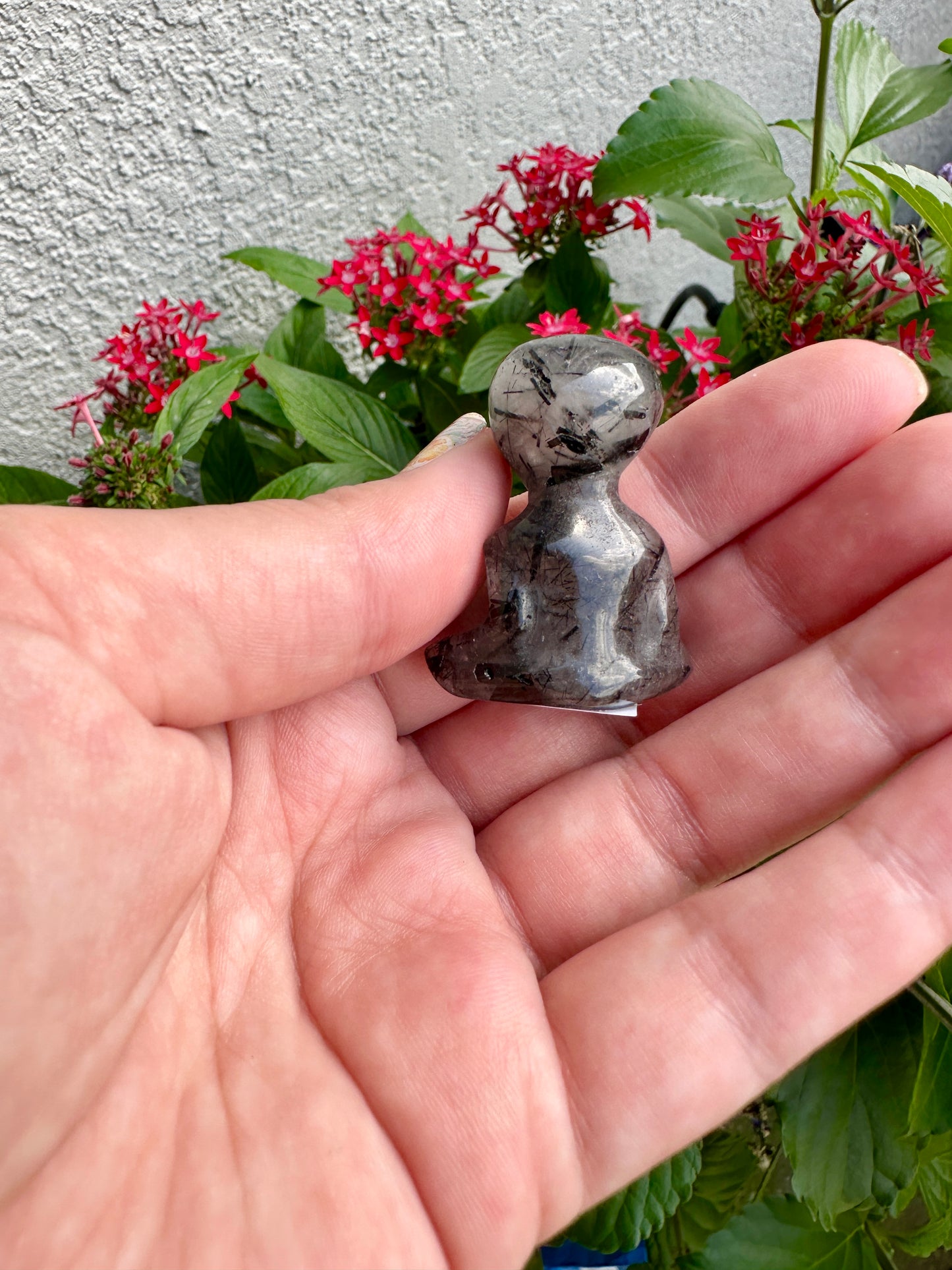 Unique Black Tourmaline in Quartz Alien Carving - A Cosmic Blend for Protection and Energy Clearing