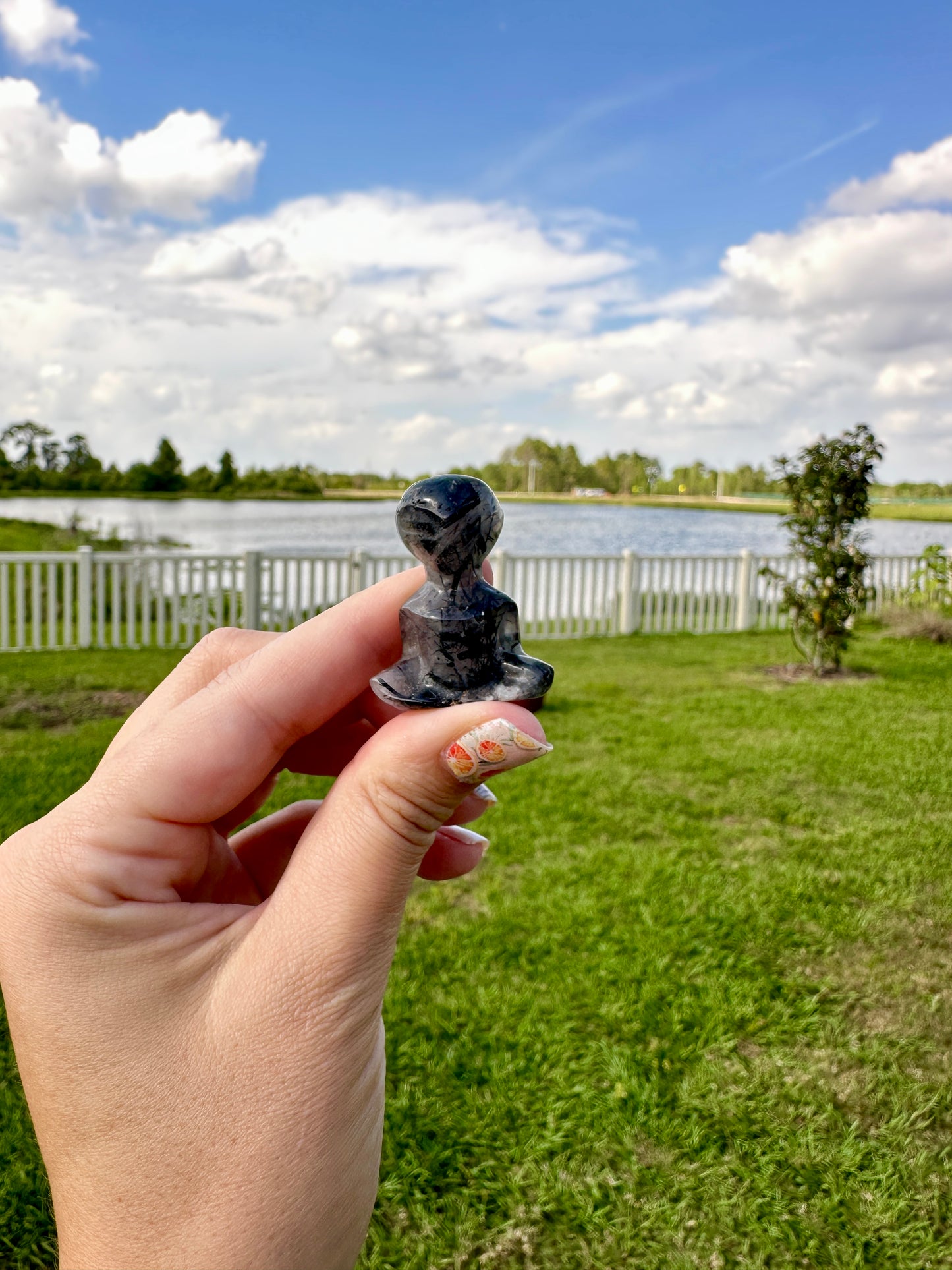 Unique Black Tourmaline in Quartz Alien Carving - A Cosmic Blend for Protection and Energy Clearing