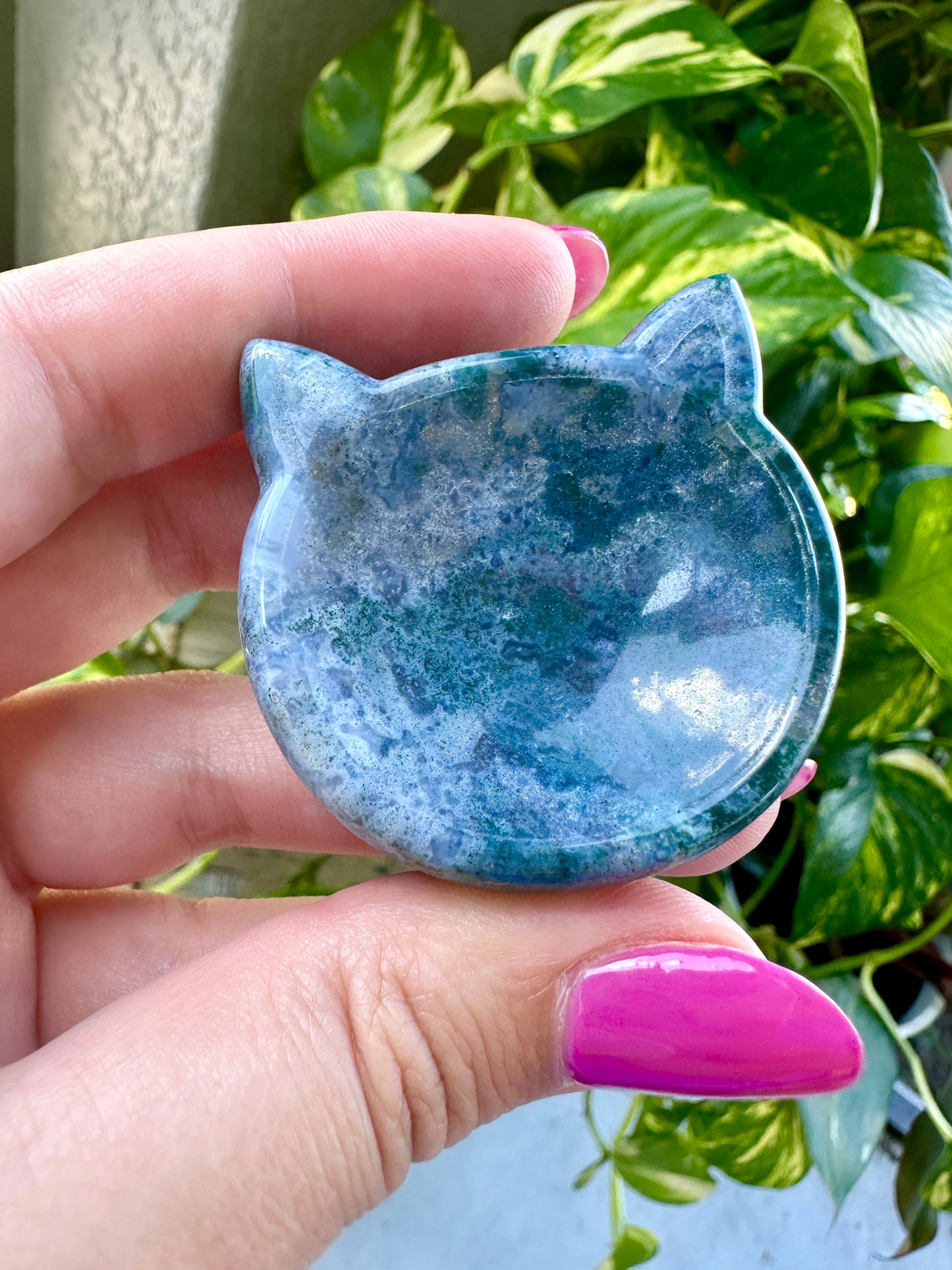 Moss Agate - Cat Head Bowl