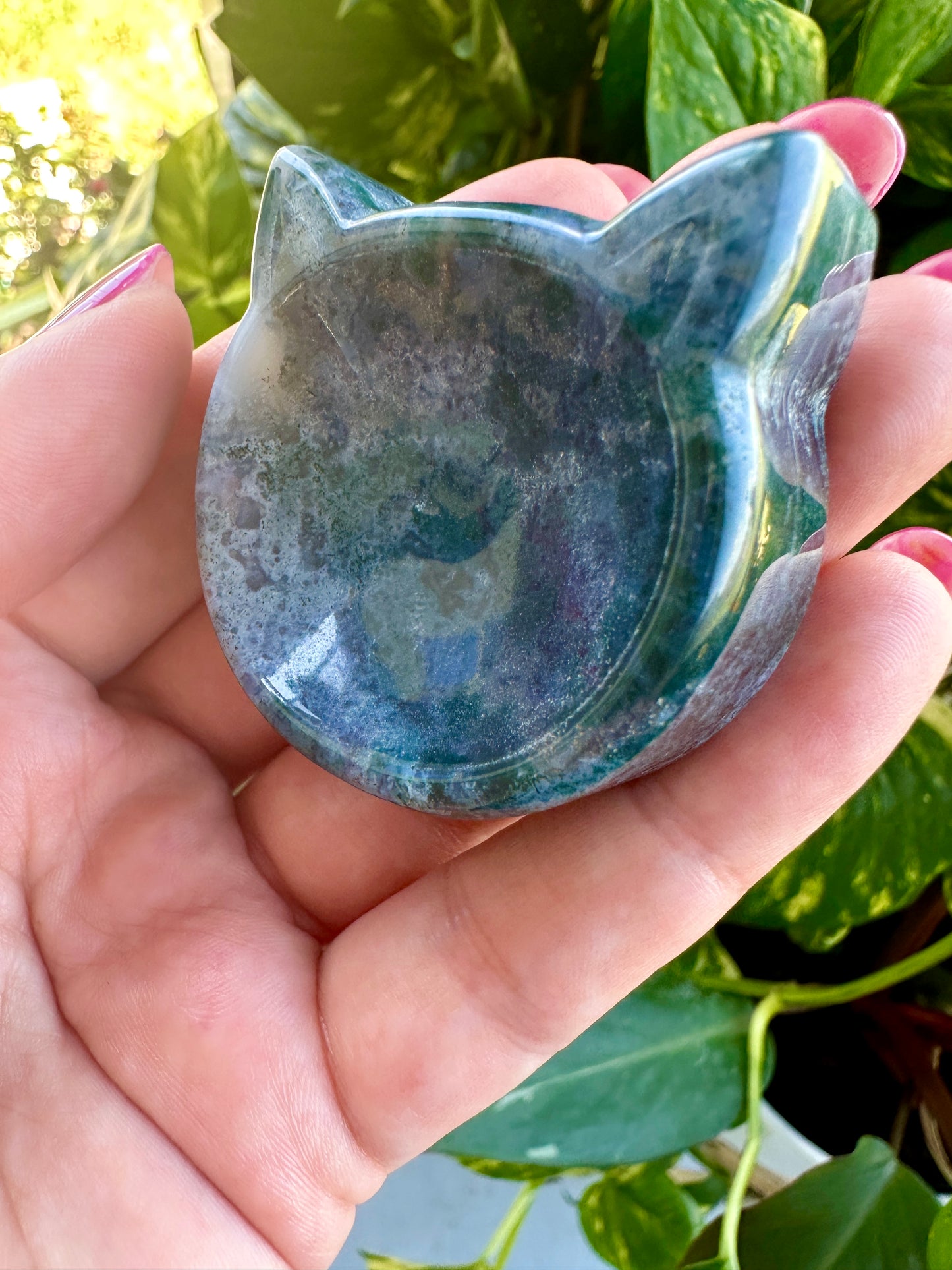Moss Agate - Cat Head Bowl