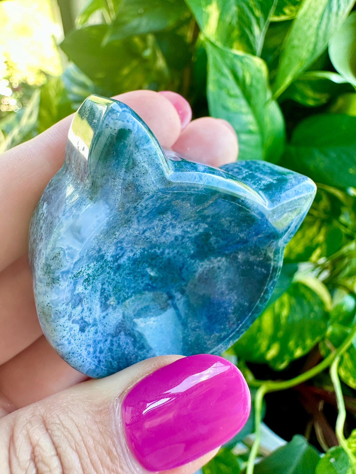 Moss Agate - Cat Head Bowl