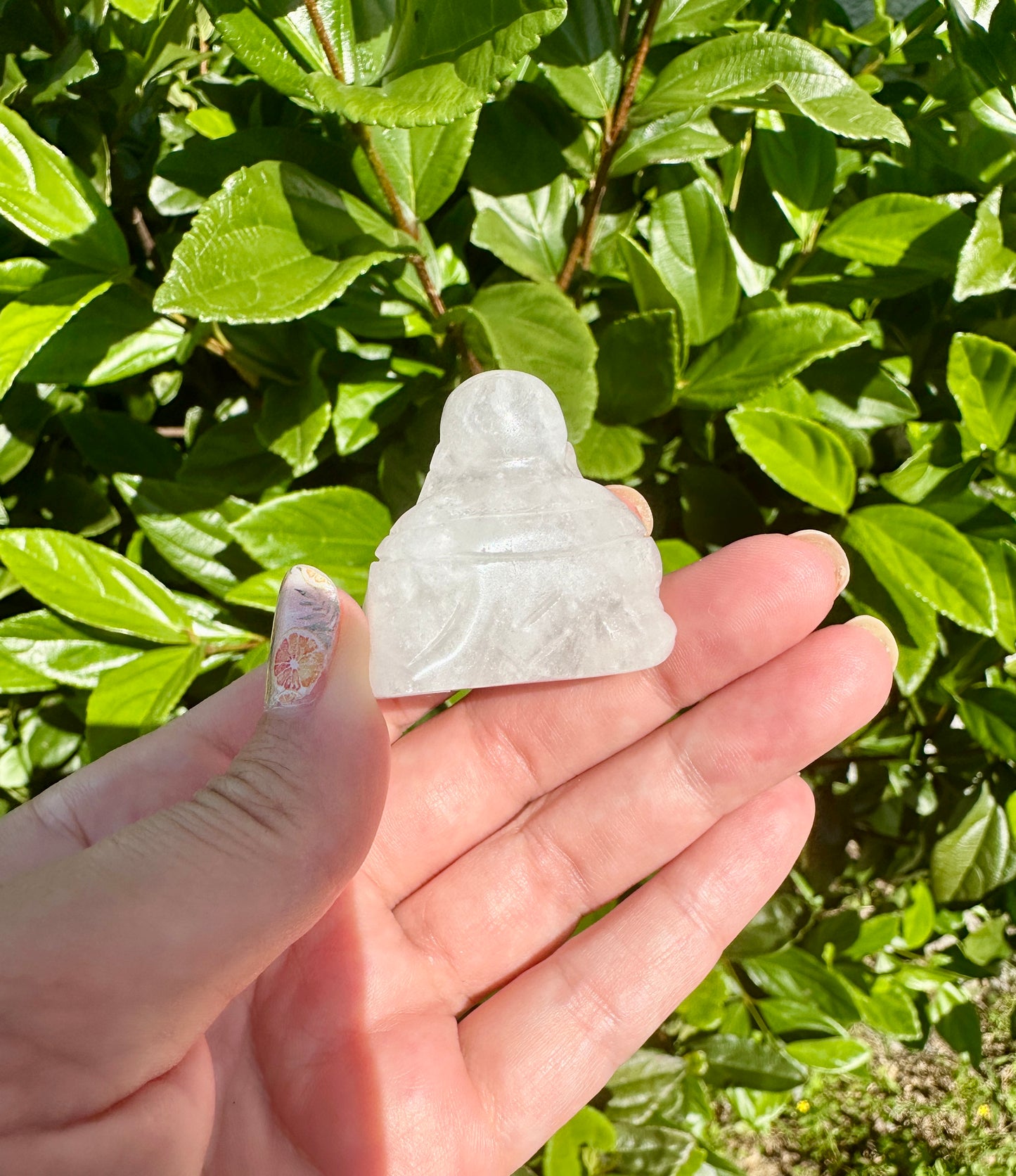Clear Quartz Laughing Buddha Statue for Positive Energy & Happiness - Perfect Feng Shui Decor for Home and Office