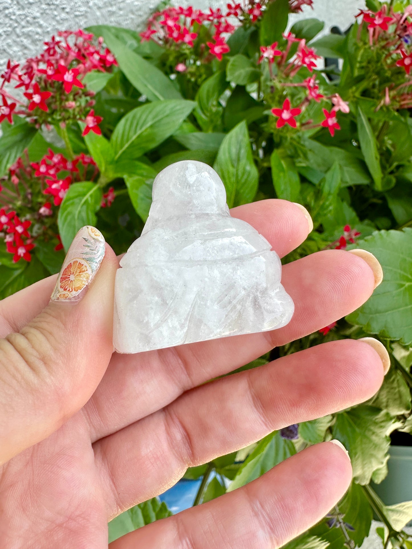 Clear Quartz Laughing Buddha Statue for Positive Energy & Happiness - Perfect Feng Shui Decor for Home and Office