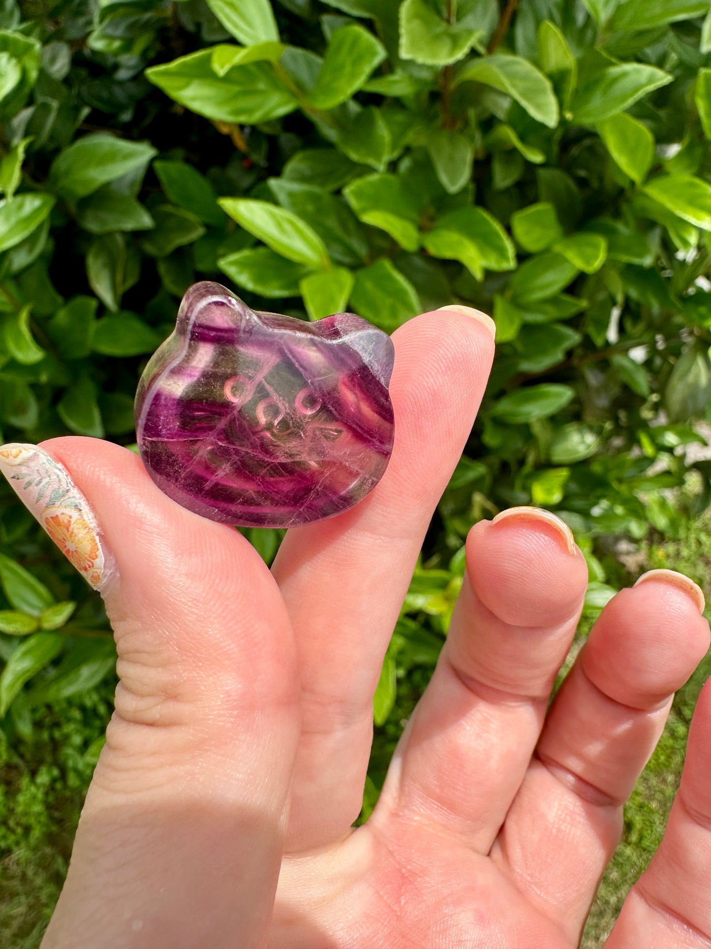 Fluorite Cat Head Bowl - Small, Hand-Carved Gemstone Dish for Crystals, Jewelry, and Home Decor