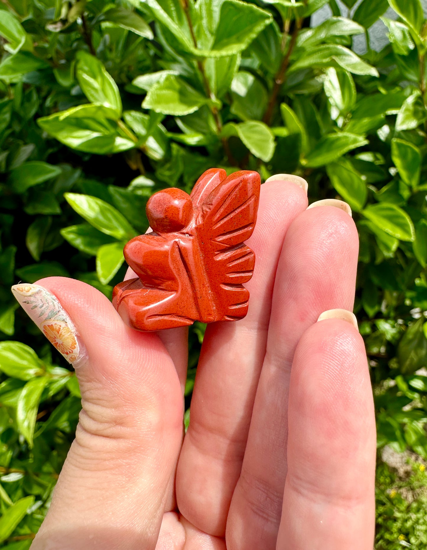 Red Jasper Fairy Carving - Unique Handcrafted Gemstone Fairy, Spiritual Decor and Healing Crystal for Home