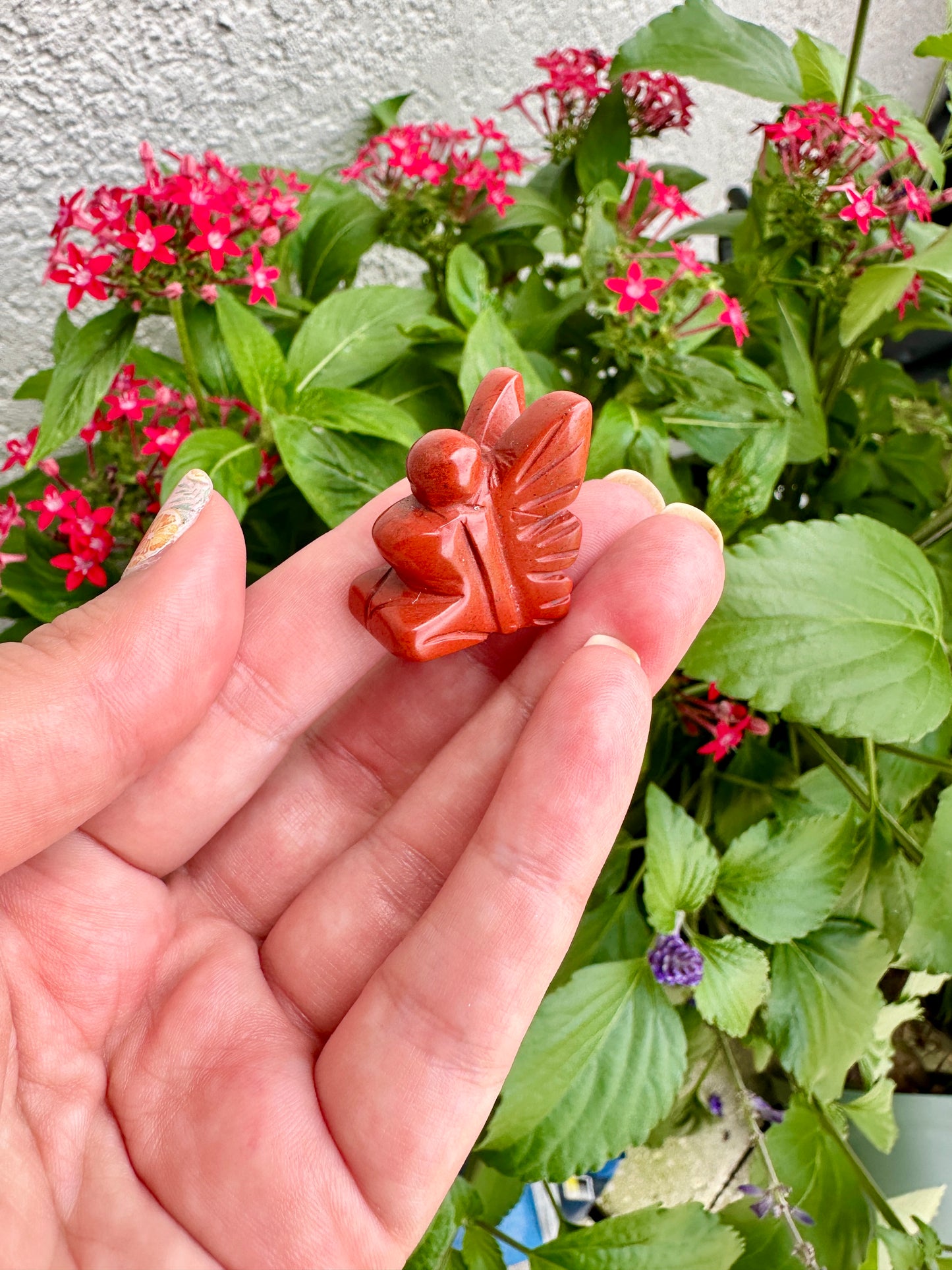 Red Jasper Fairy Carving - Unique Handcrafted Gemstone Fairy, Spiritual Decor and Healing Crystal for Home