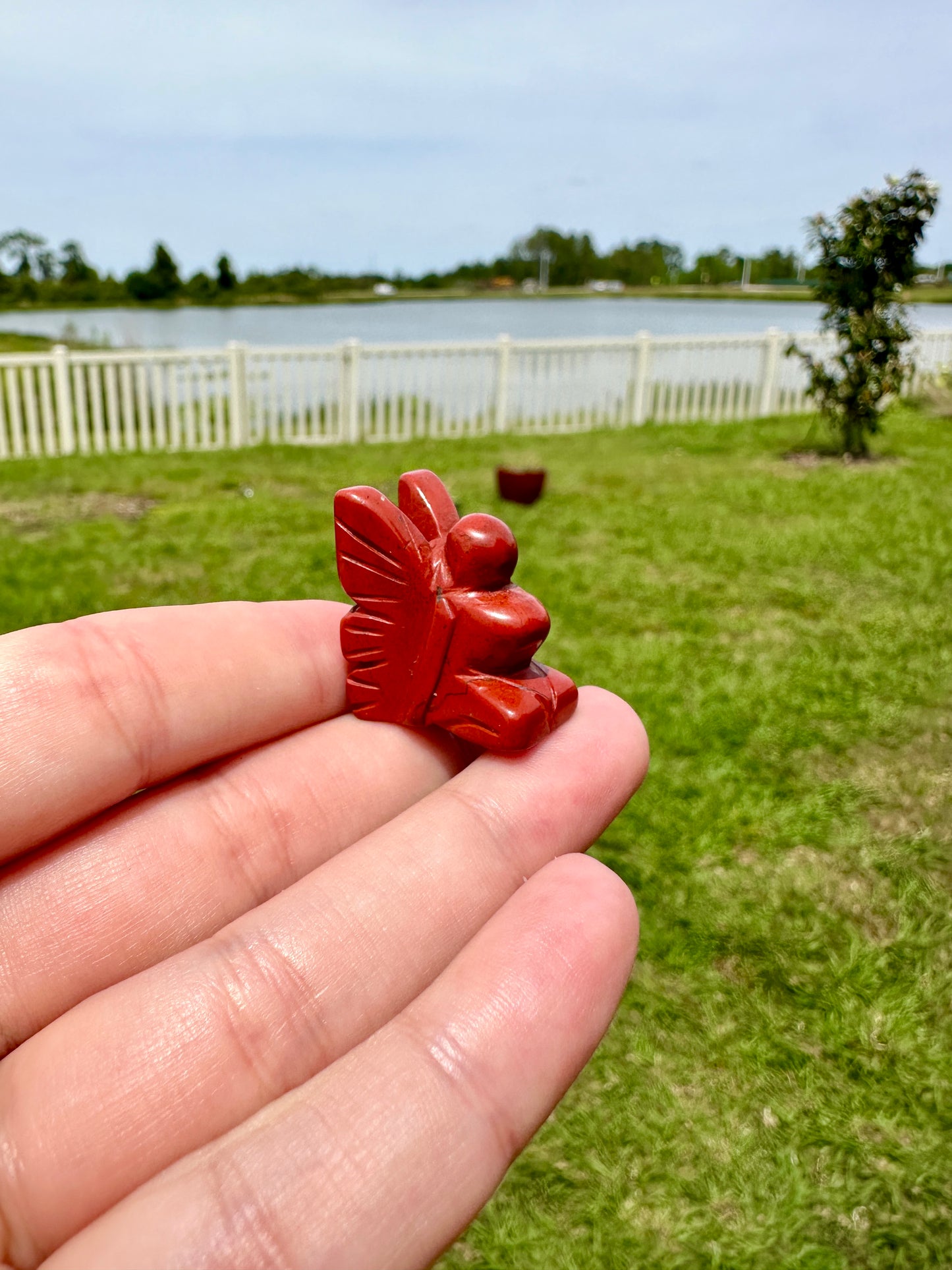 Red Jasper Fairy Carving - Unique Handcrafted Gemstone Fairy, Spiritual Decor and Healing Crystal for Home