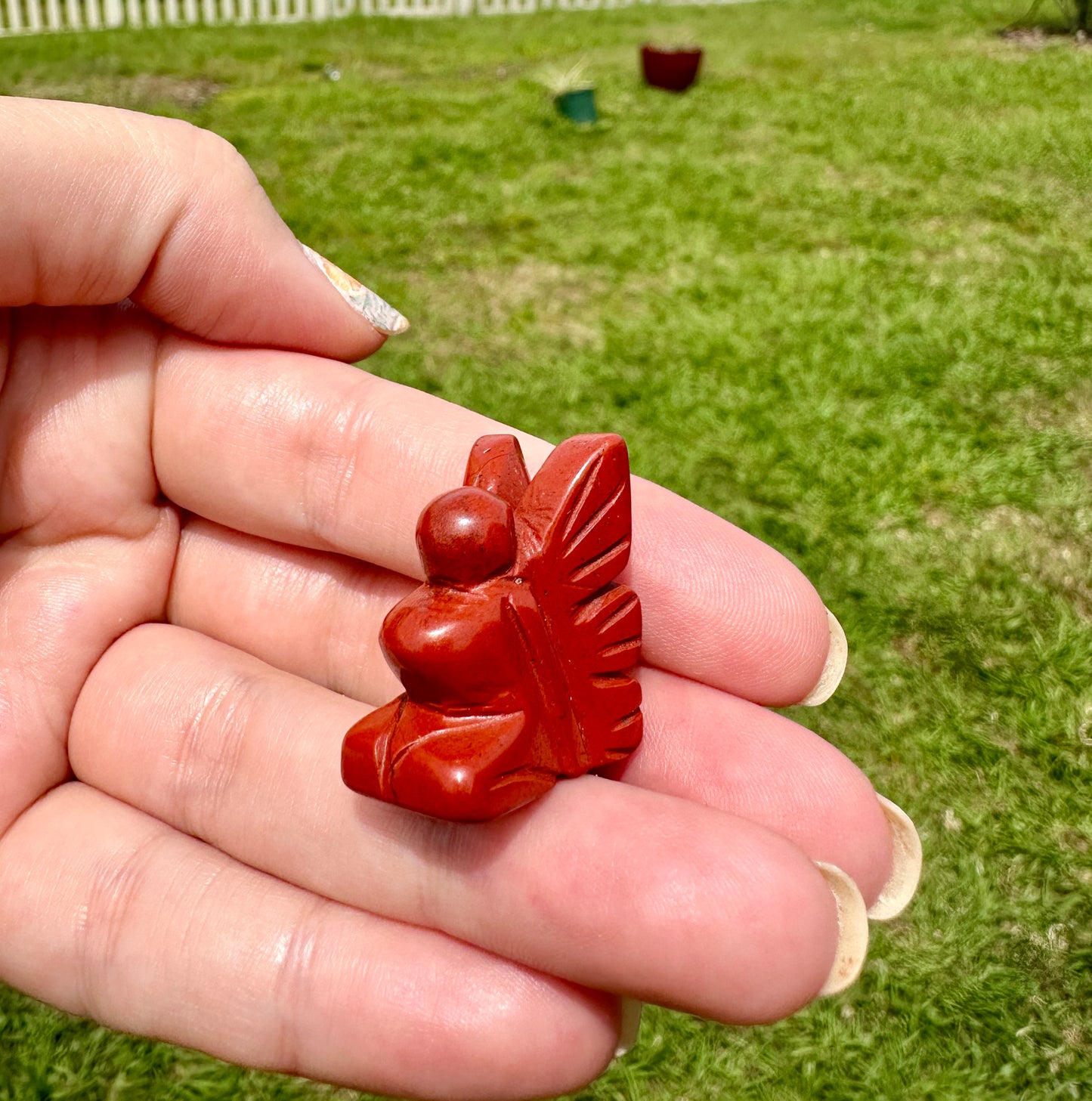 Red Jasper Fairy Carving - Unique Handcrafted Gemstone Fairy, Spiritual Decor and Healing Crystal for Home
