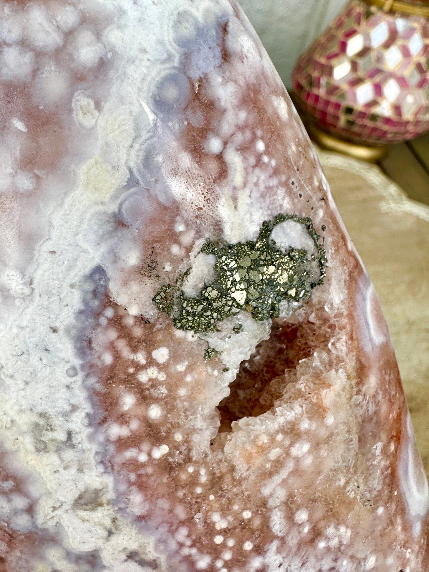 Pink Amethyst with Pyrite Inclusions - Freeform