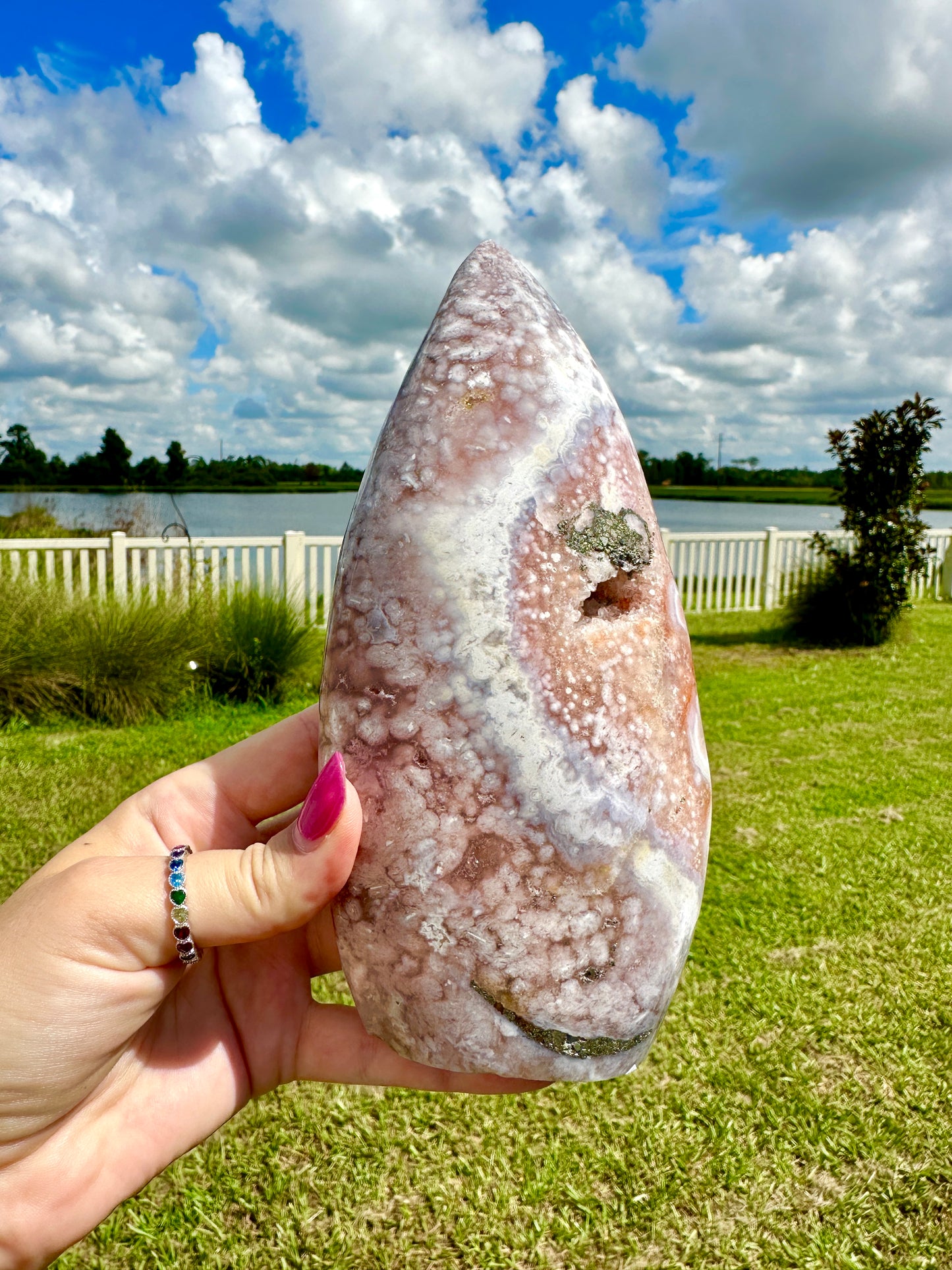 Pink Amethyst with Pyrite Inclusions - Freeform