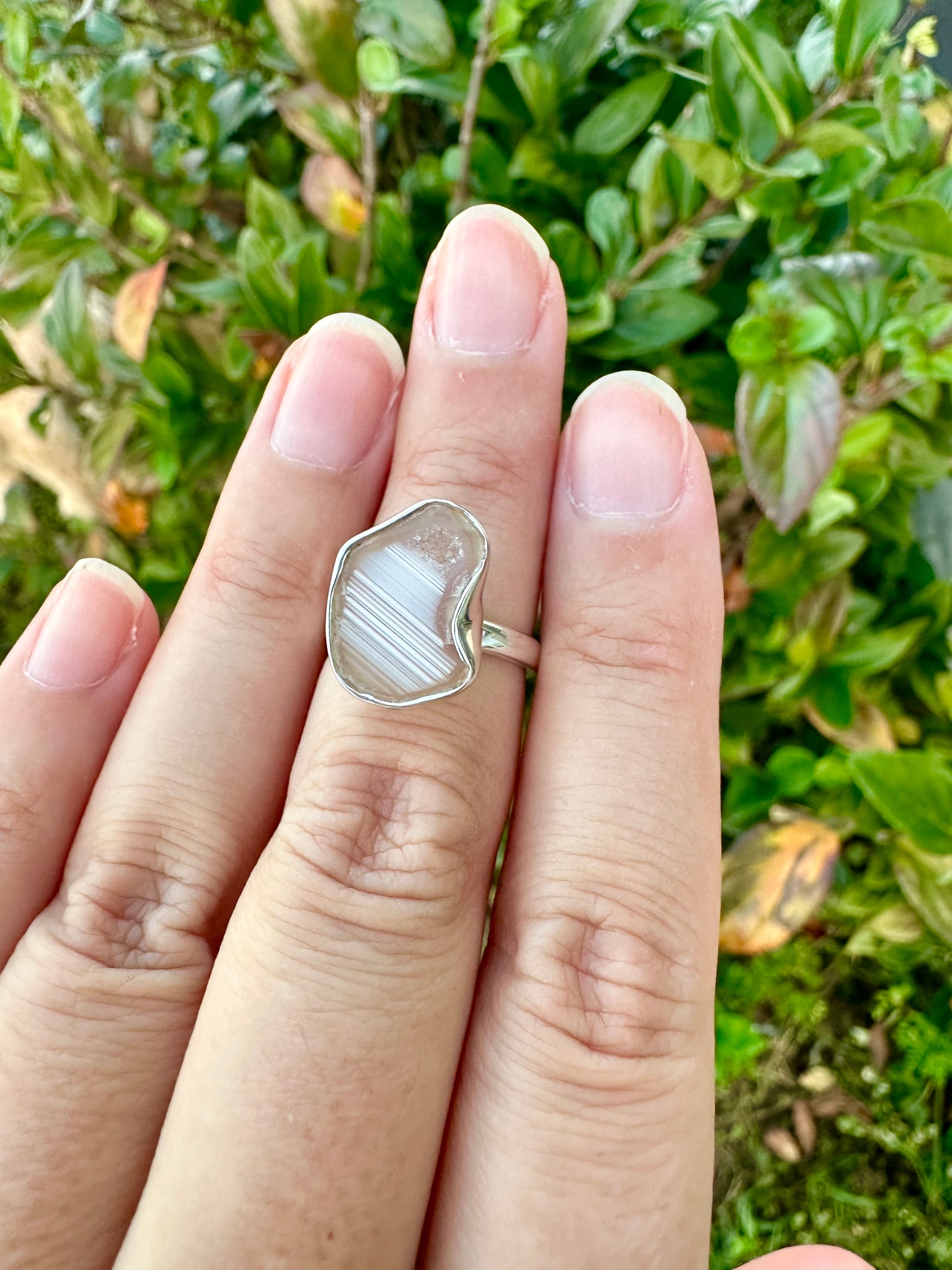 Oco Geode Sterling Silver Ring Size 6, Unique Geode Crystal Ring, Natural Stone Jewelry, Handcrafted Boho Statement Ring, Gift for Her