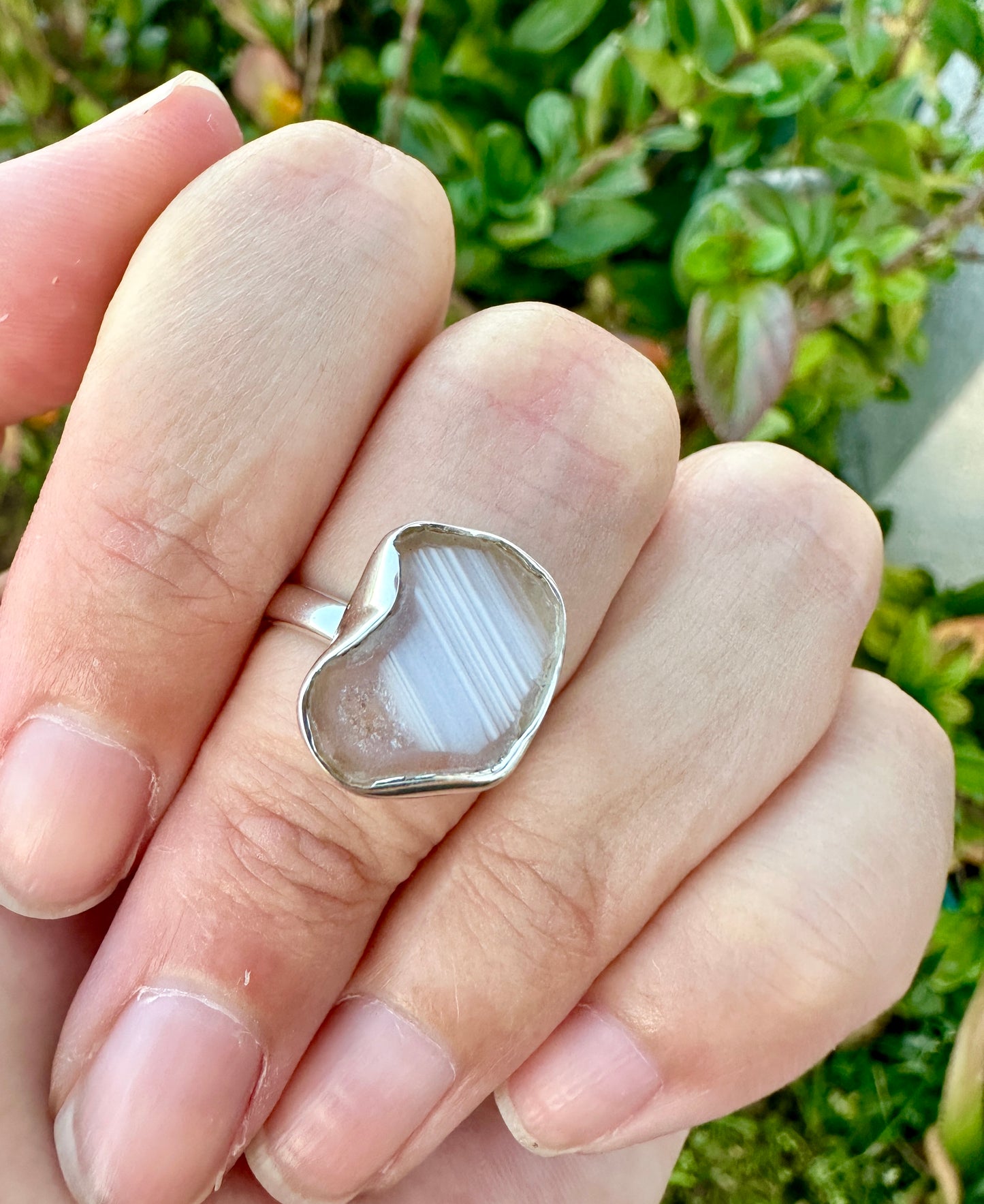 Oco Geode Sterling Silver Ring Size 6, Unique Geode Crystal Ring, Natural Stone Jewelry, Handcrafted Boho Statement Ring, Gift for Her