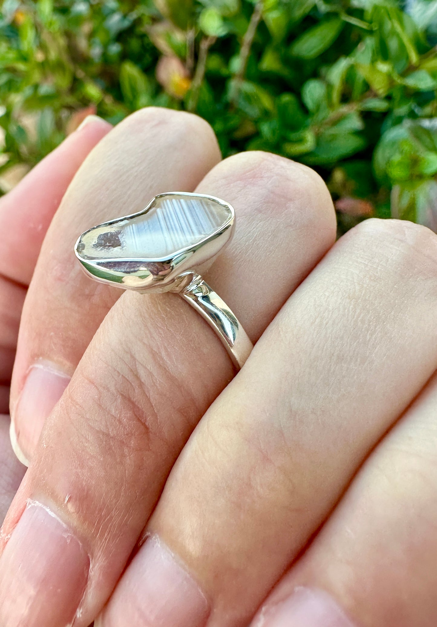 Oco Geode Sterling Silver Ring Size 6, Unique Geode Crystal Ring, Natural Stone Jewelry, Handcrafted Boho Statement Ring, Gift for Her