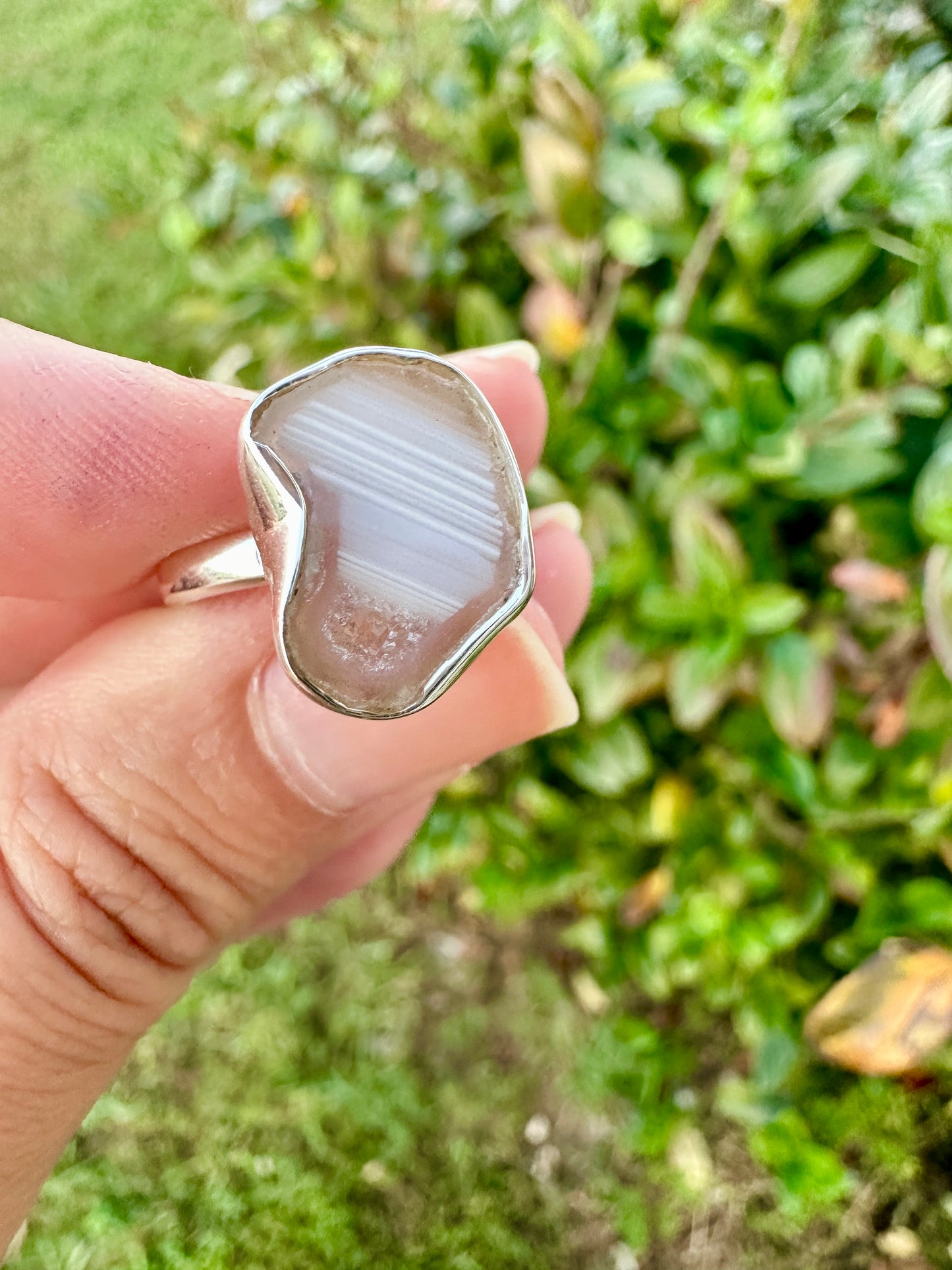 Oco Geode Sterling Silver Ring Size 6, Unique Geode Crystal Ring, Natural Stone Jewelry, Handcrafted Boho Statement Ring, Gift for Her