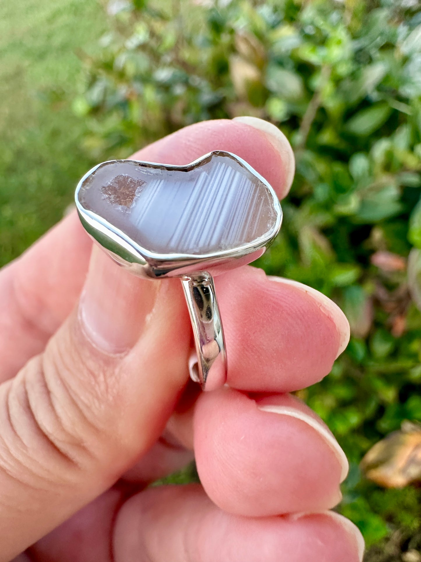 Oco Geode Sterling Silver Ring Size 6, Unique Geode Crystal Ring, Natural Stone Jewelry, Handcrafted Boho Statement Ring, Gift for Her
