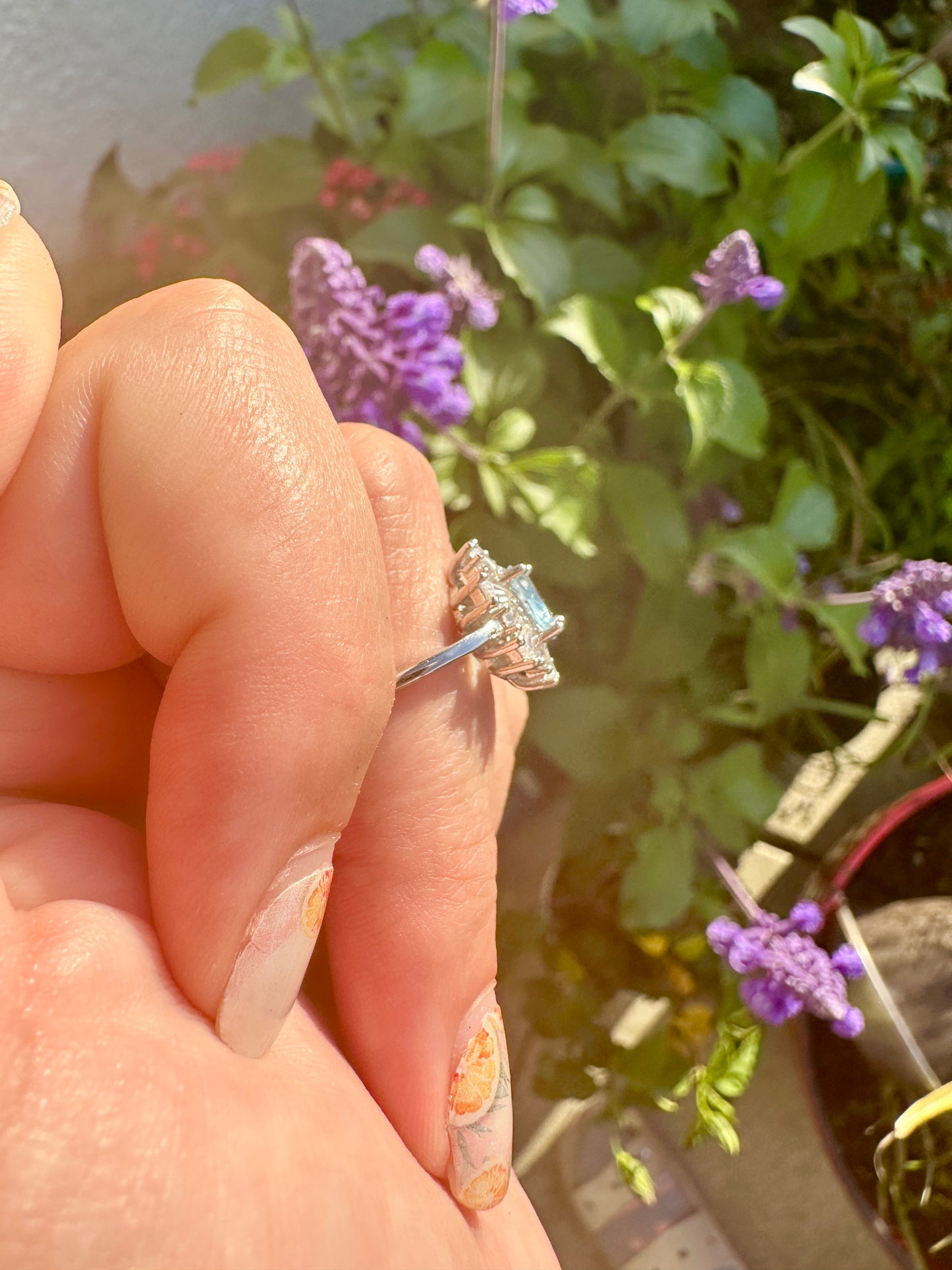 Aquamarine Adjustable Sterling Silver Ring, Elegant Blue Gemstone Ring, Perfect Gift for Her, March Birthstone Jewelry, Unique Handmade Ring