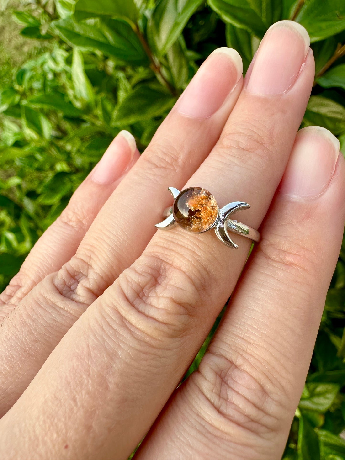 Garden Quartz Adjustable Ring - Natural Stone in Silver Plated Brass, Clear Tarnish Resistant Coating, Unique Artisan Jewelry, Perfect Gift