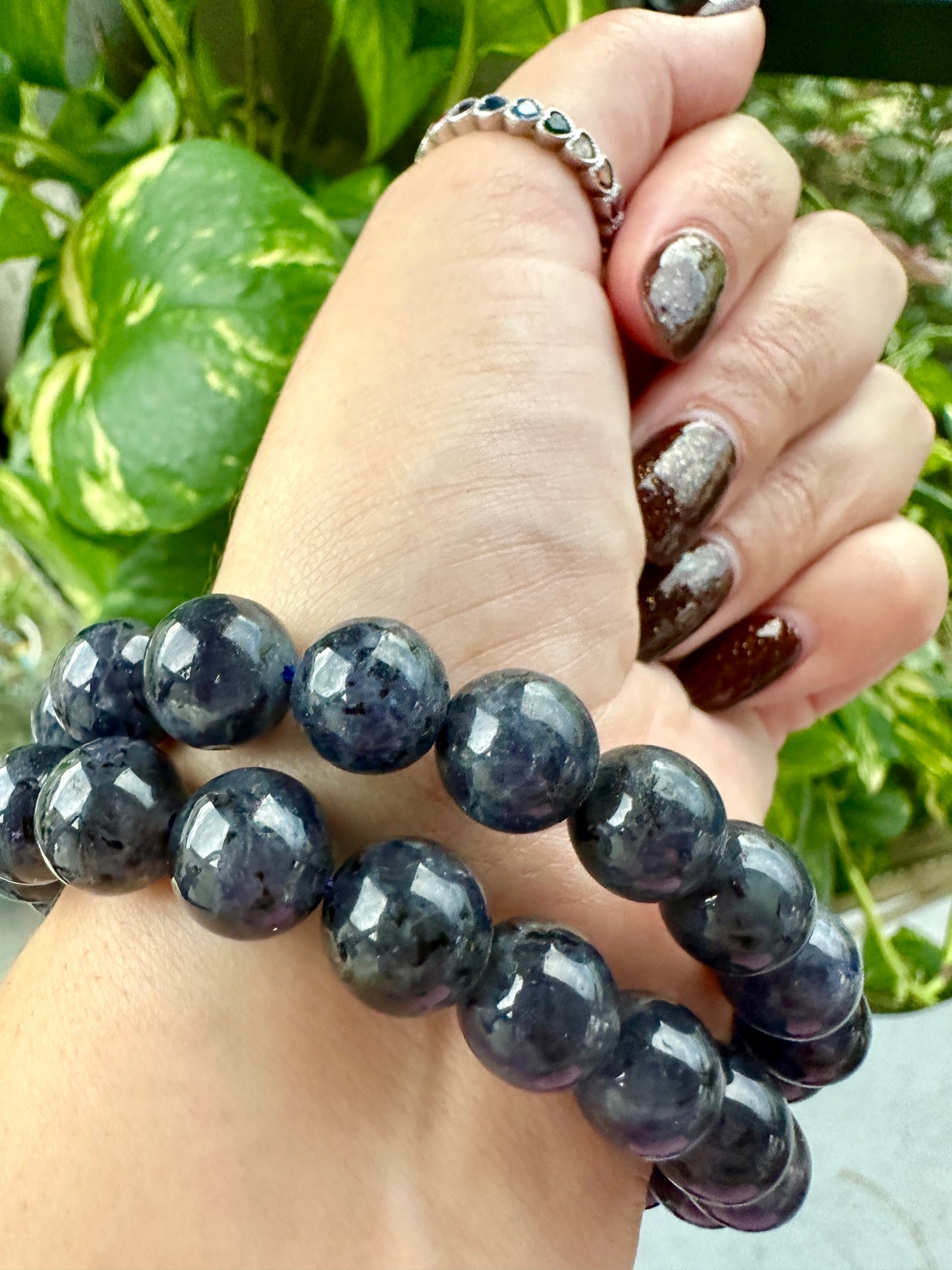 Cordierite Bracelet 10.3mm Beads - Enhance Intuition and Tranquility with Iolite, Perfect for Spiritual and Mental Balance