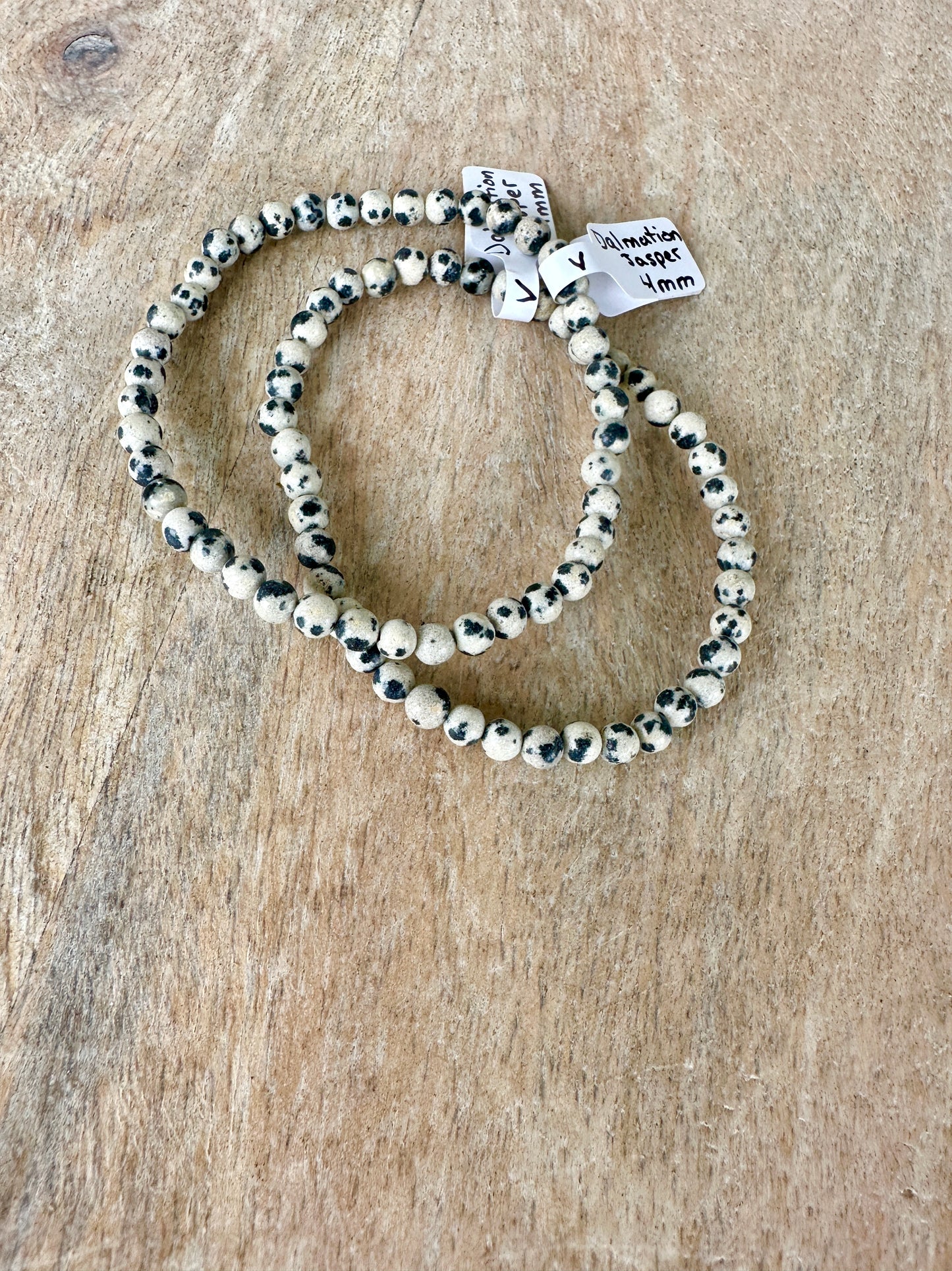 Dalmatian Jasper Bracelet 4mm Beads - Playful Protection and Grounding Energy, Perfect for Joy and Emotional Balance