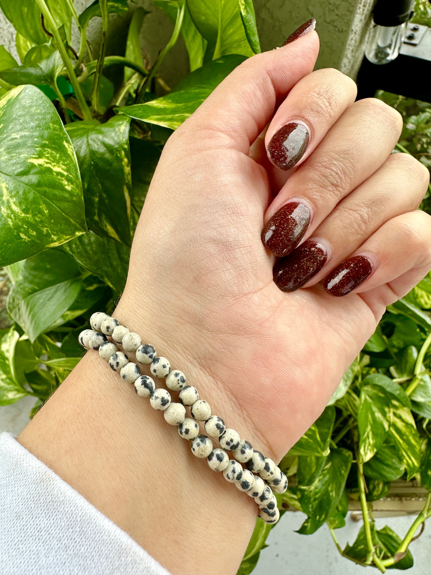 Dalmatian Jasper Bracelet 4mm Beads - Playful Protection and Grounding Energy, Perfect for Joy and Emotional Balance