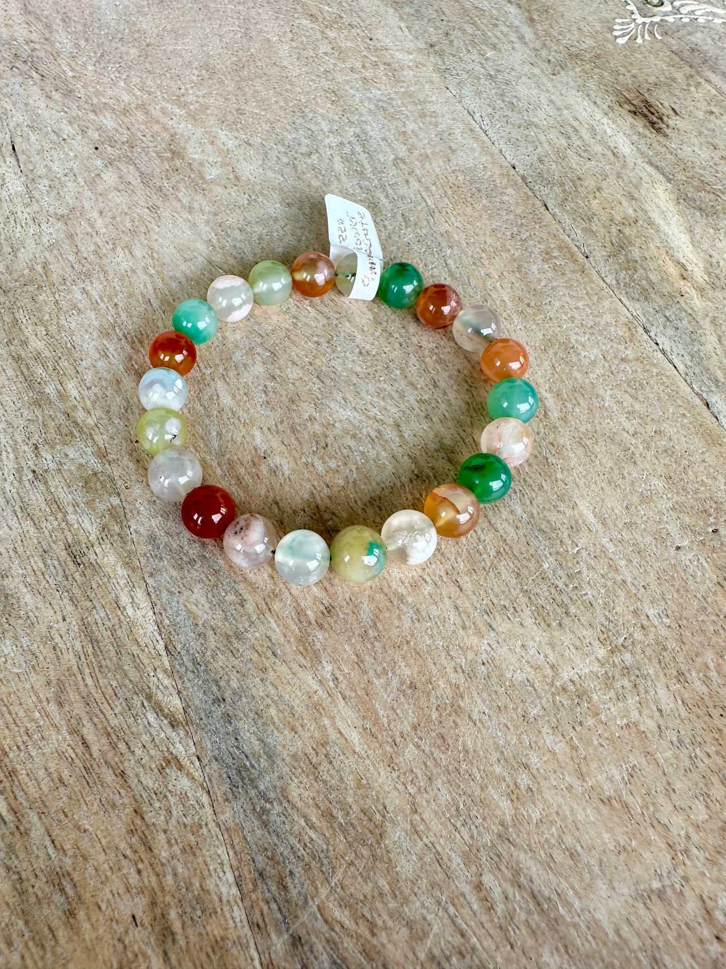 Green Flower Agate - Bracelet - 9mm
