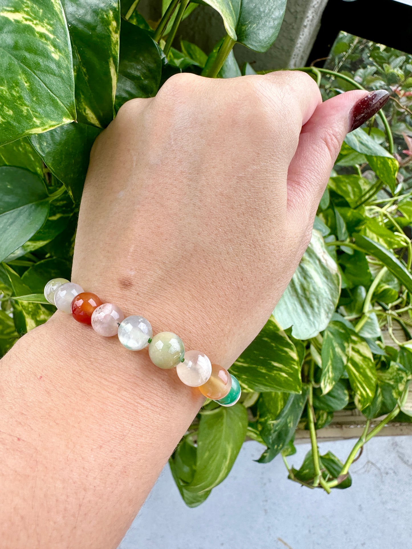 Green Flower Agate - Bracelet - 9mm