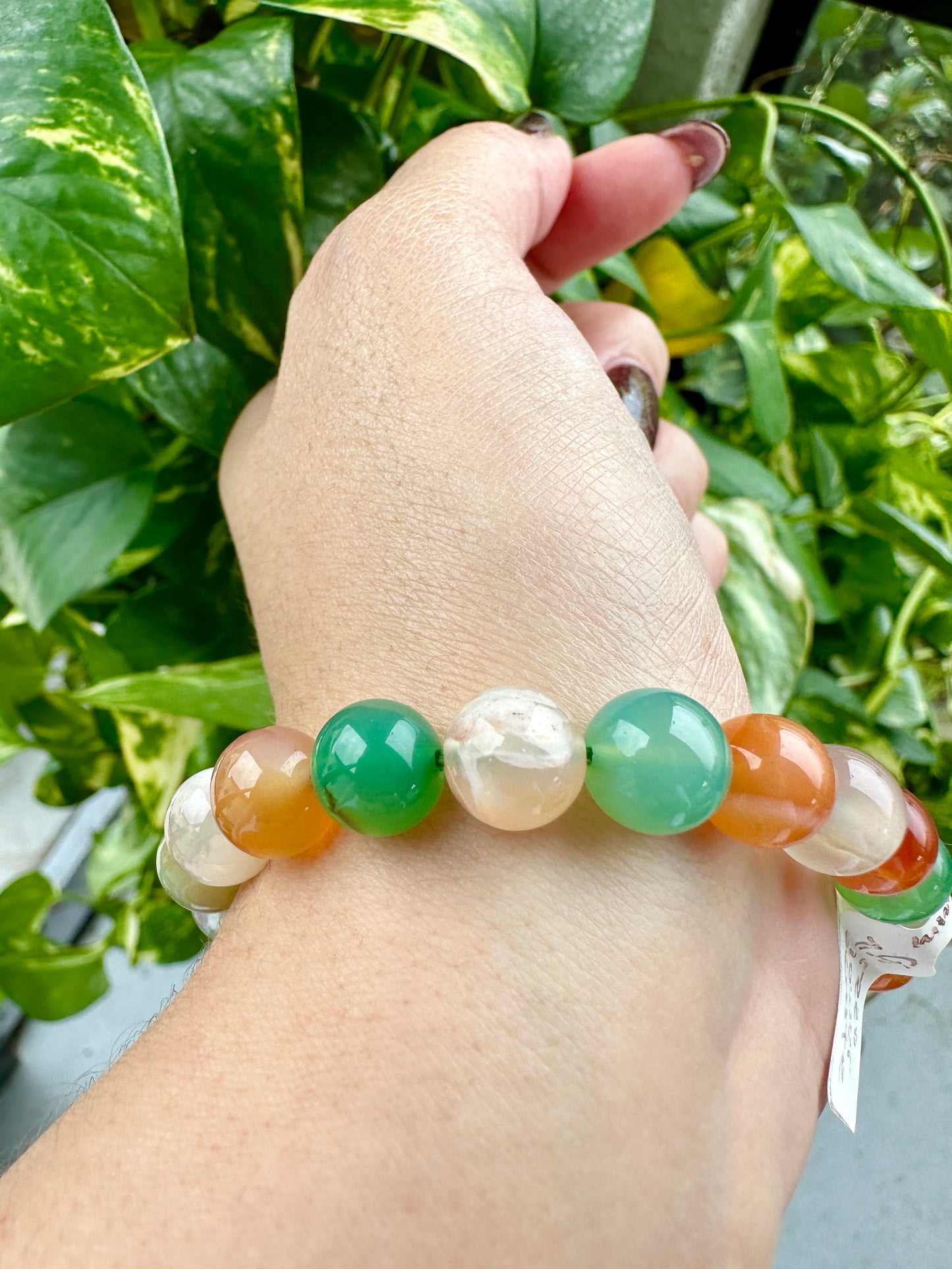 Green Flower Agate - Bracelet - 9mm