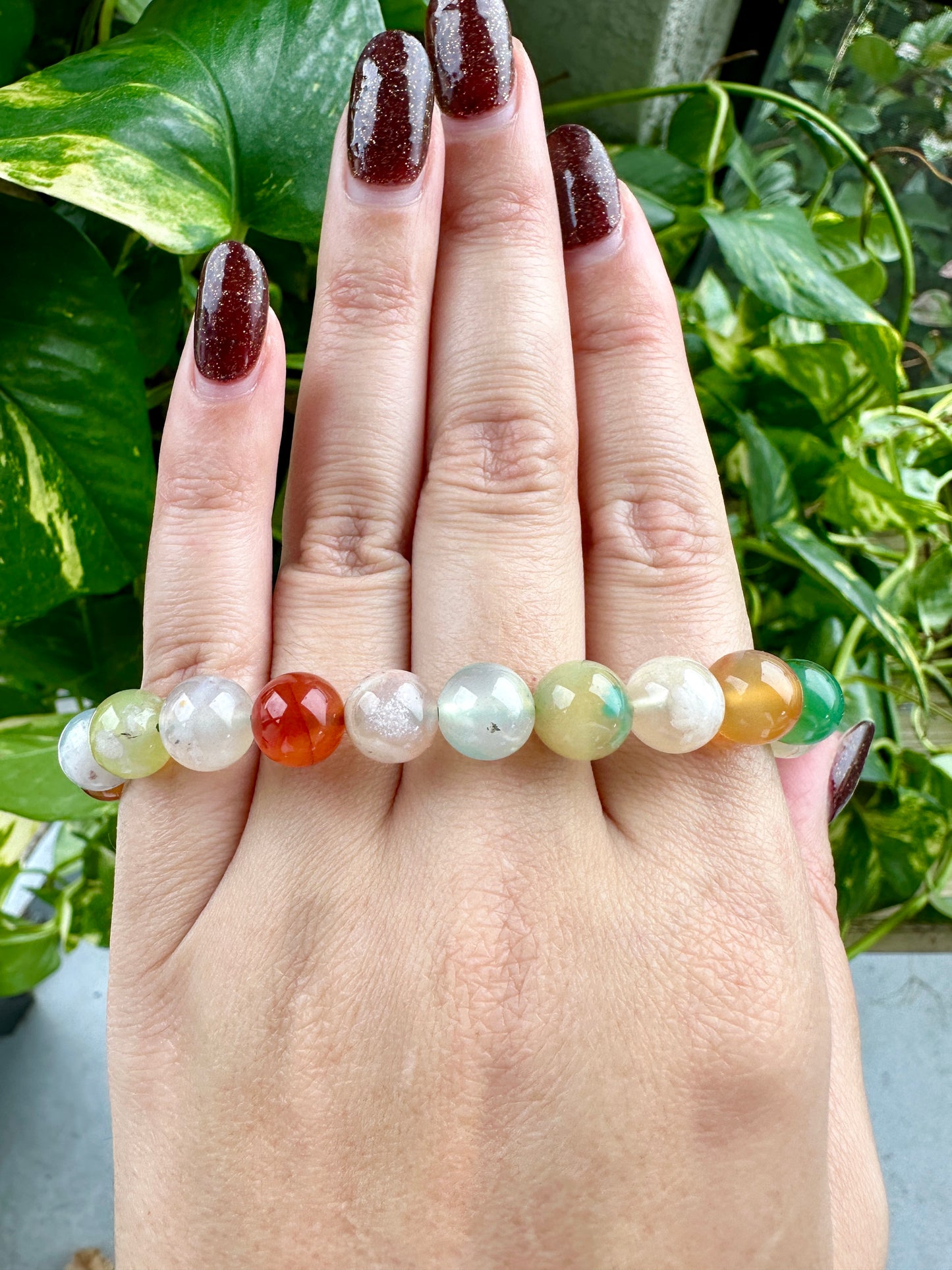 Green Flower Agate - Bracelet - 9mm