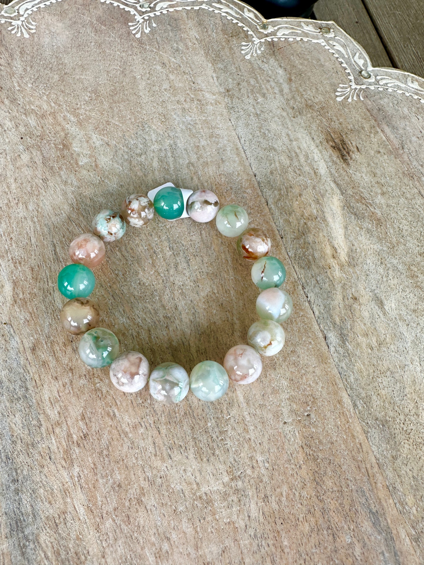 Green Flower Agate - Bracelet - 12mm