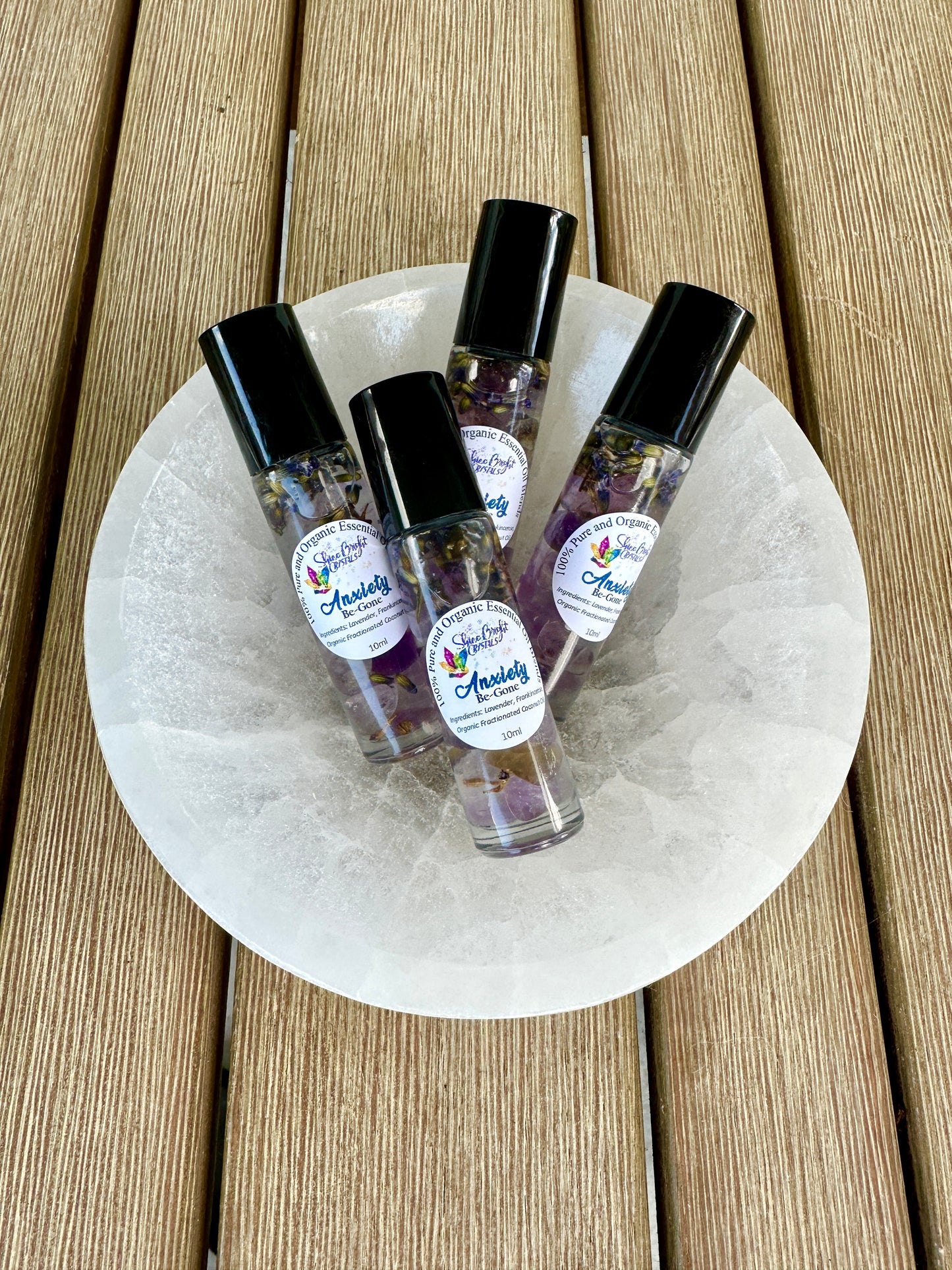 Anxiety Be gone - Melt Away Anxiety - Crystal infused Lavender Essential Oil Roller Bottle - Natural Perfume - Anxiety and Stress Relief