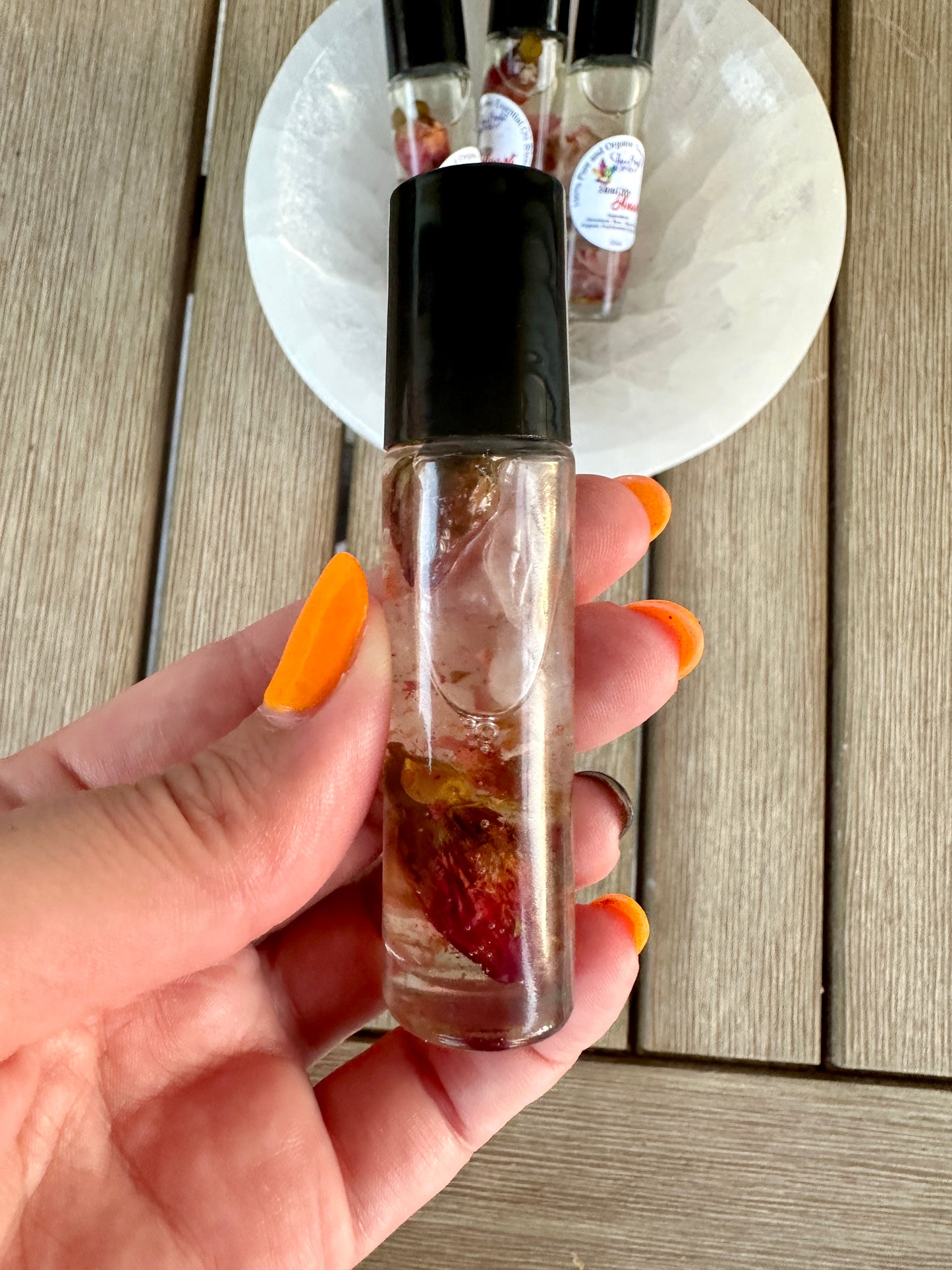 Heal My Heart - Love Essential Oil Roll On with Rose Quartz Crystals - Crystal Infused Oil Roller - Oil Roller with Gemstones