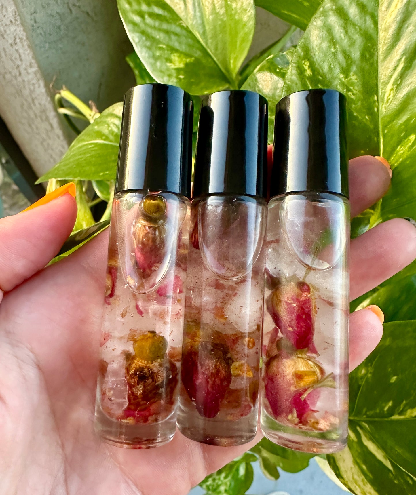 Heal My Heart - Love Essential Oil Roll On with Rose Quartz Crystals - Crystal Infused Oil Roller - Oil Roller with Gemstones