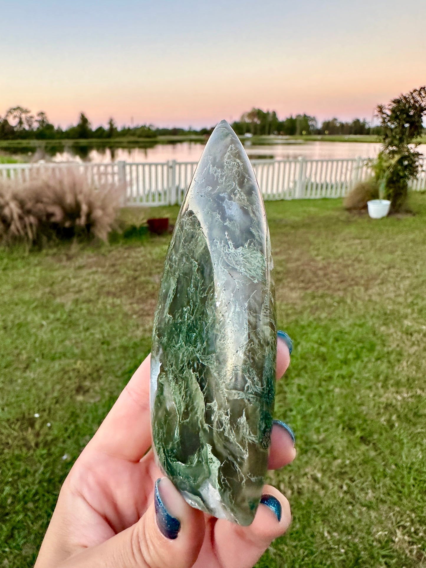 Moss Agate - Freeform with Druzy