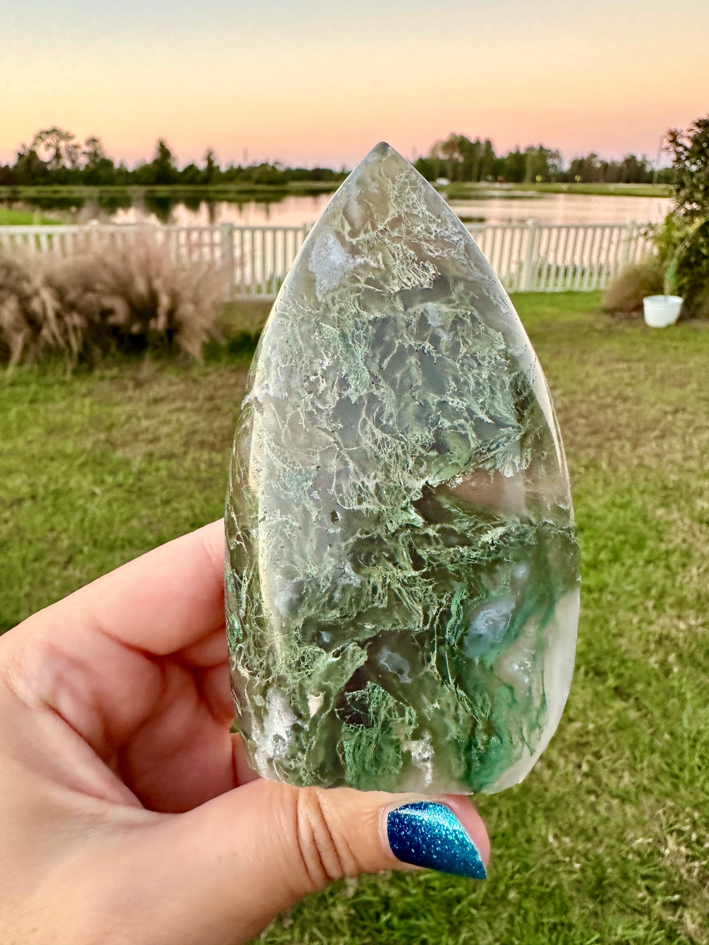 Moss Agate - Freeform with Druzy