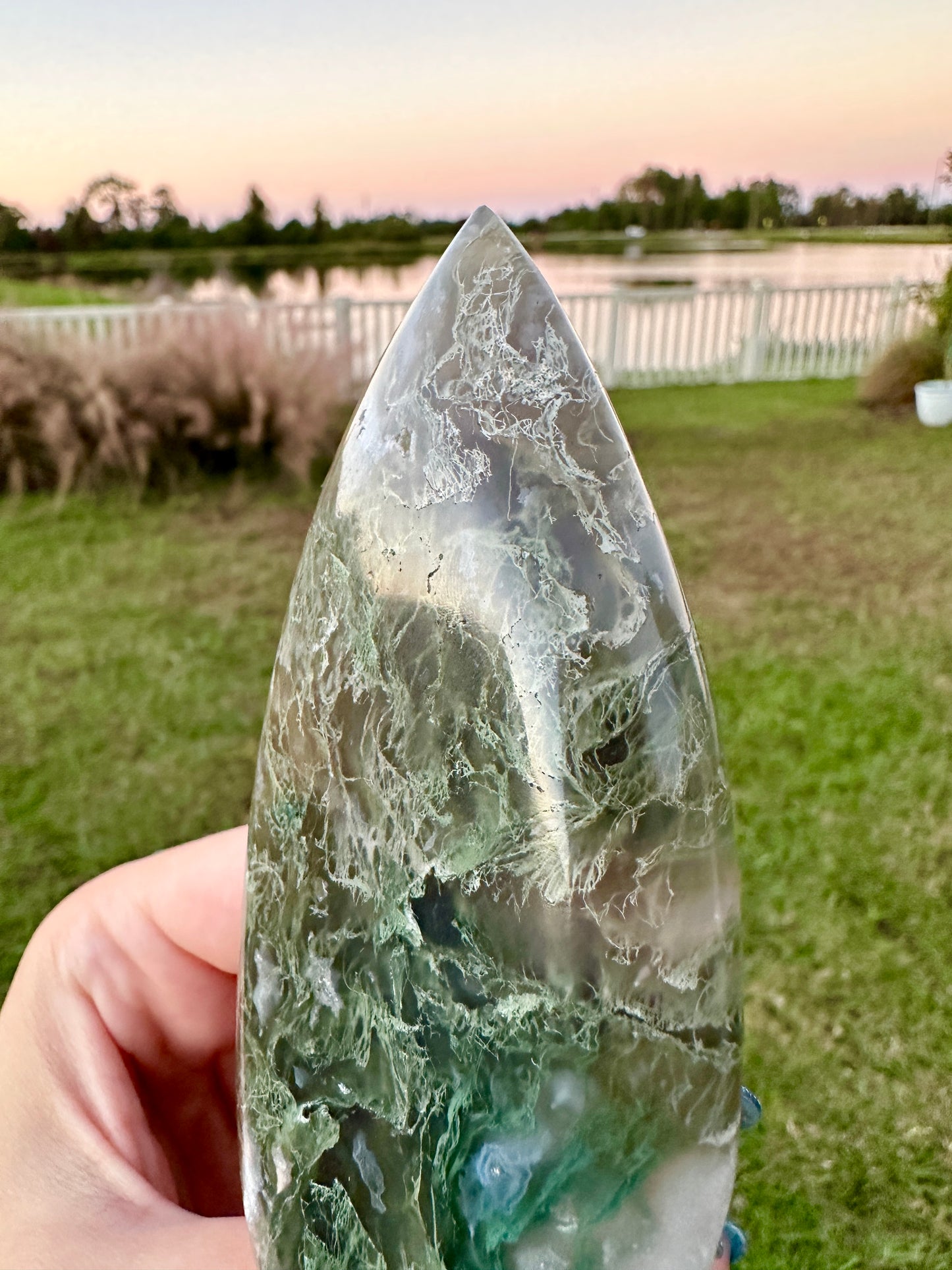 Moss Agate - Freeform with Druzy