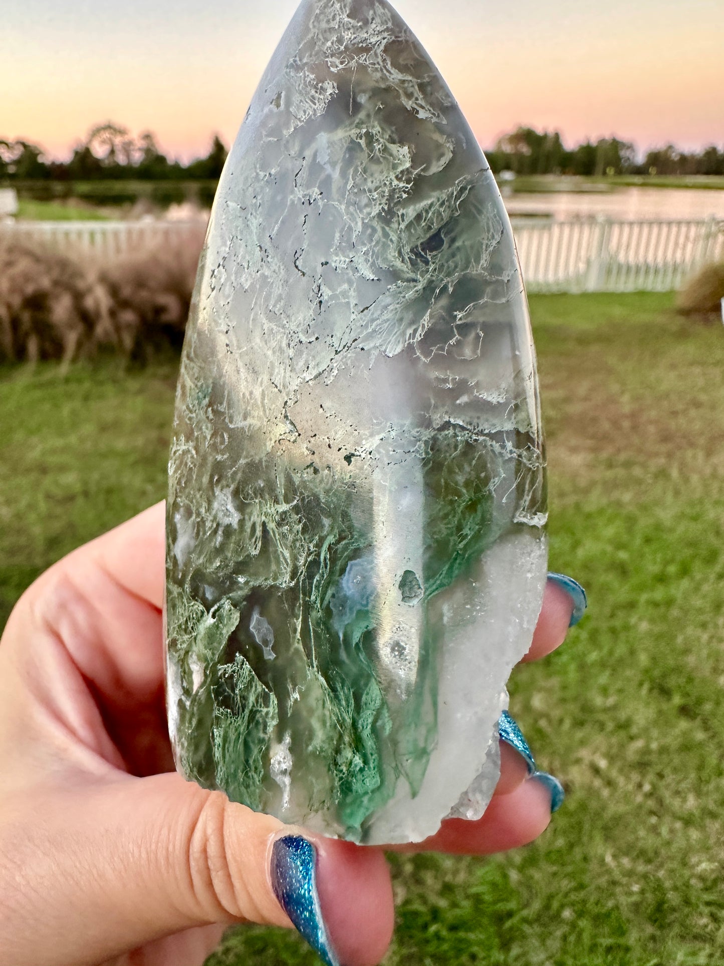 Moss Agate - Freeform with Druzy